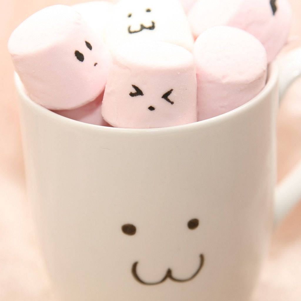 Mandharinyuma ya iPad Yenye Marshmallow Katika Kikombe Picha ya Ukuta