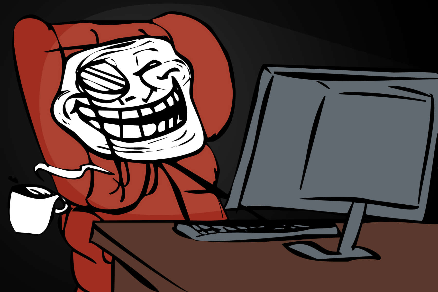 Mandharinyuma ya Kicheko cha Troll Face Picha ya Ukuta