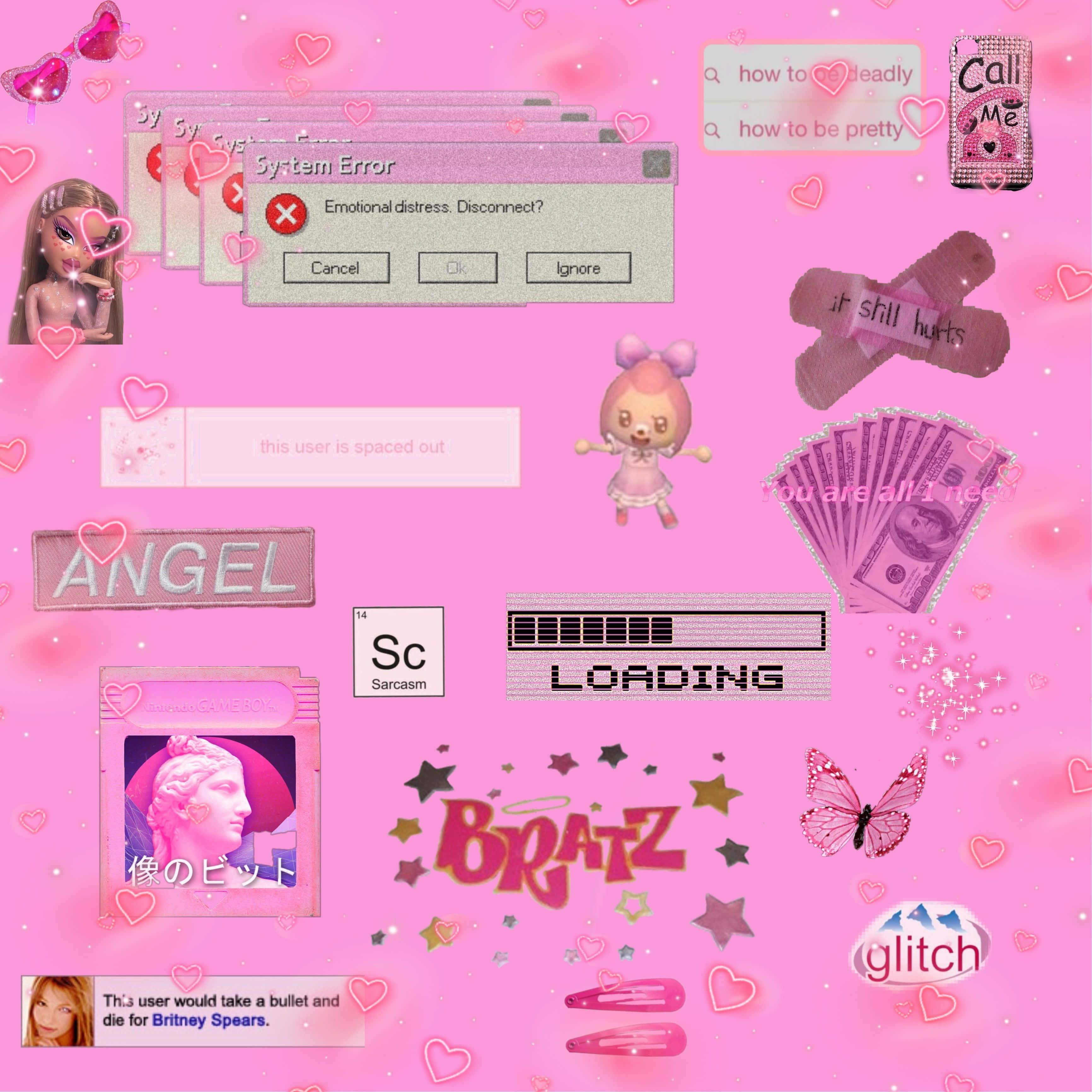 Mandharinyuma ya Kompyuta ya Bratz Pink Y2K Picha ya Ukuta