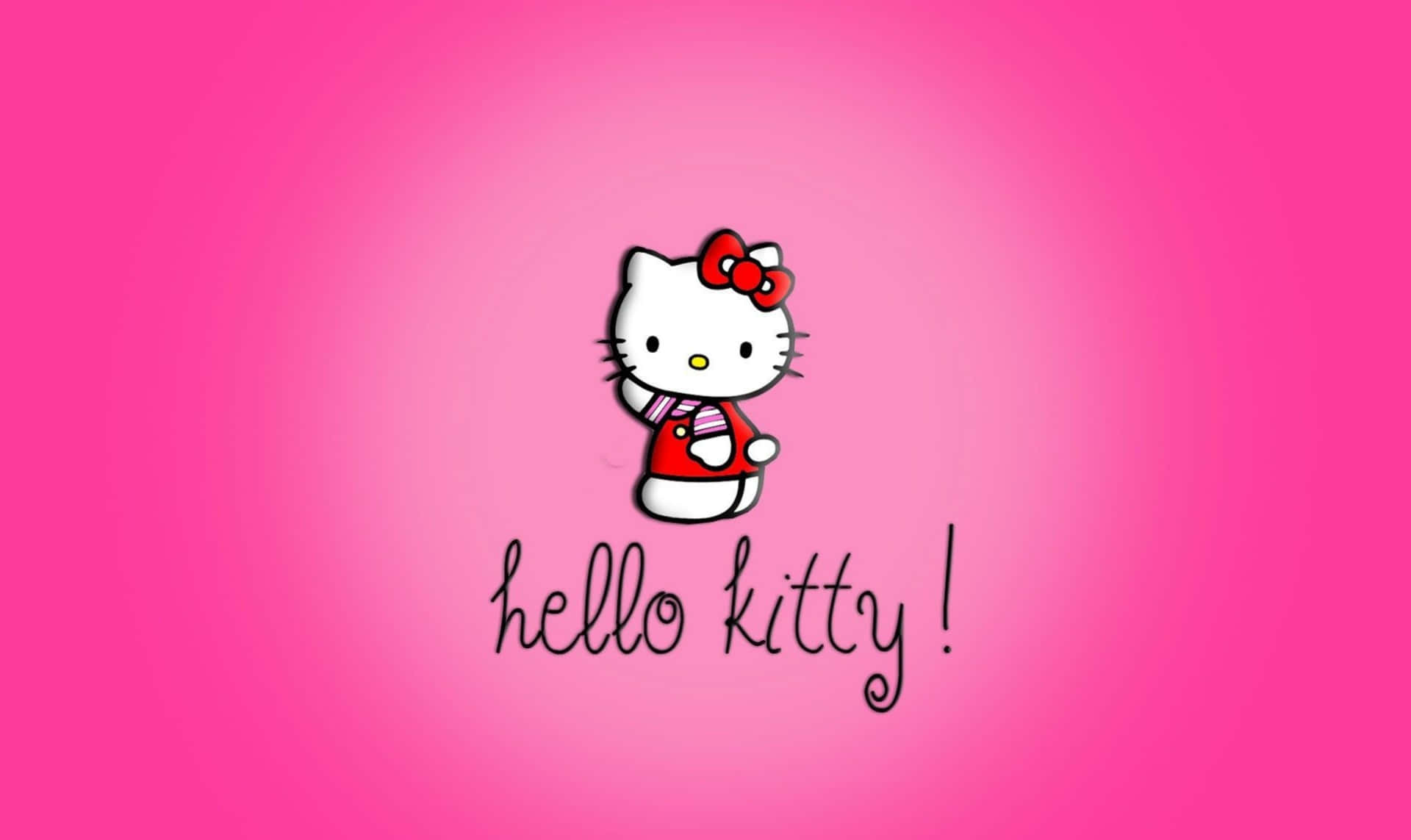 Mandharinyuma ya Laptop ya Hello Kitty kwenye Rangi ya Pinki Picha ya Ukuta