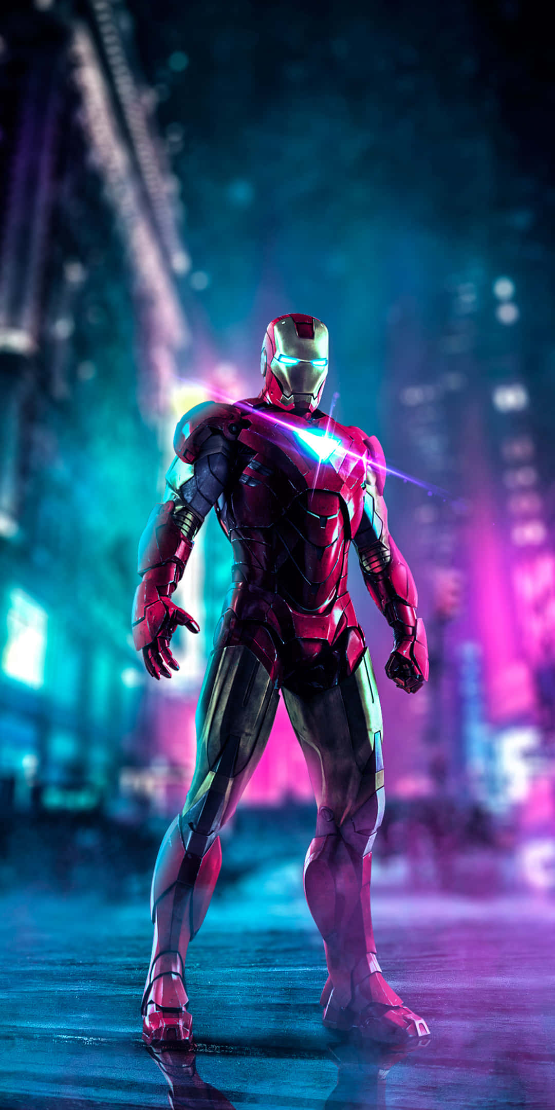 Mandharinyuma ya Pixel 3 ya Iron Man ya Neon Picha ya Ukuta