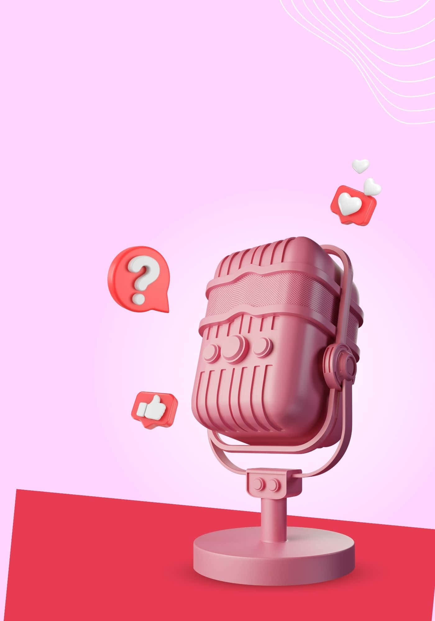 Mandharinyuma ya Kipaza Sauti cha 3D cha Rangi ya Waridi Picha ya Ukuta