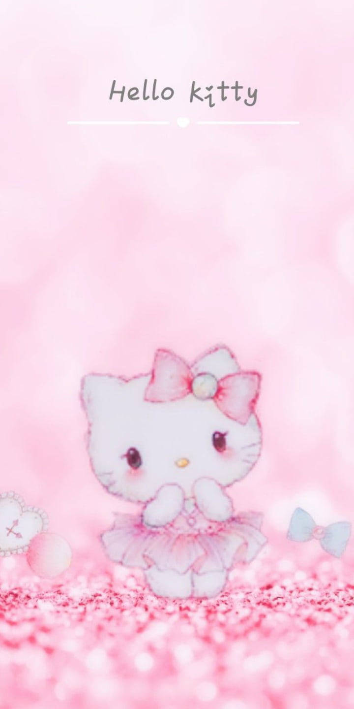 Mandharinyuma Yenye Mandhari ya Pinki ya Hello Kitty Iliyo na Mwonekano Usio Wazi Picha ya Ukuta