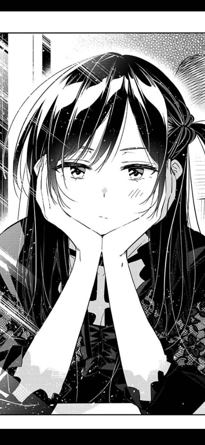 Manga Strip wa Mwanamke wa Anime Mwenye Huzuni Sia na Nyeupe Picha ya Ukuta
