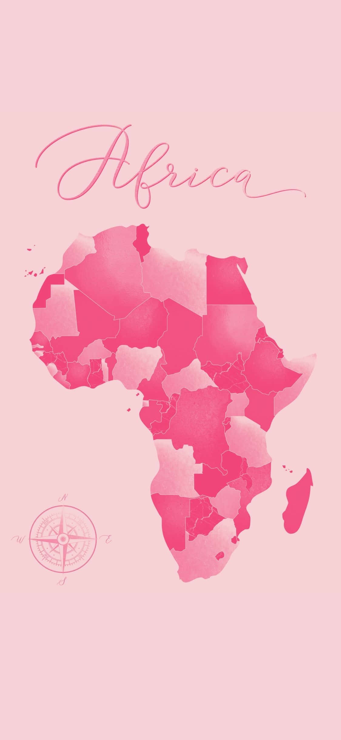 mapa ya afrika kwa rangi ya waridi ya maji Picha ya Ukuta