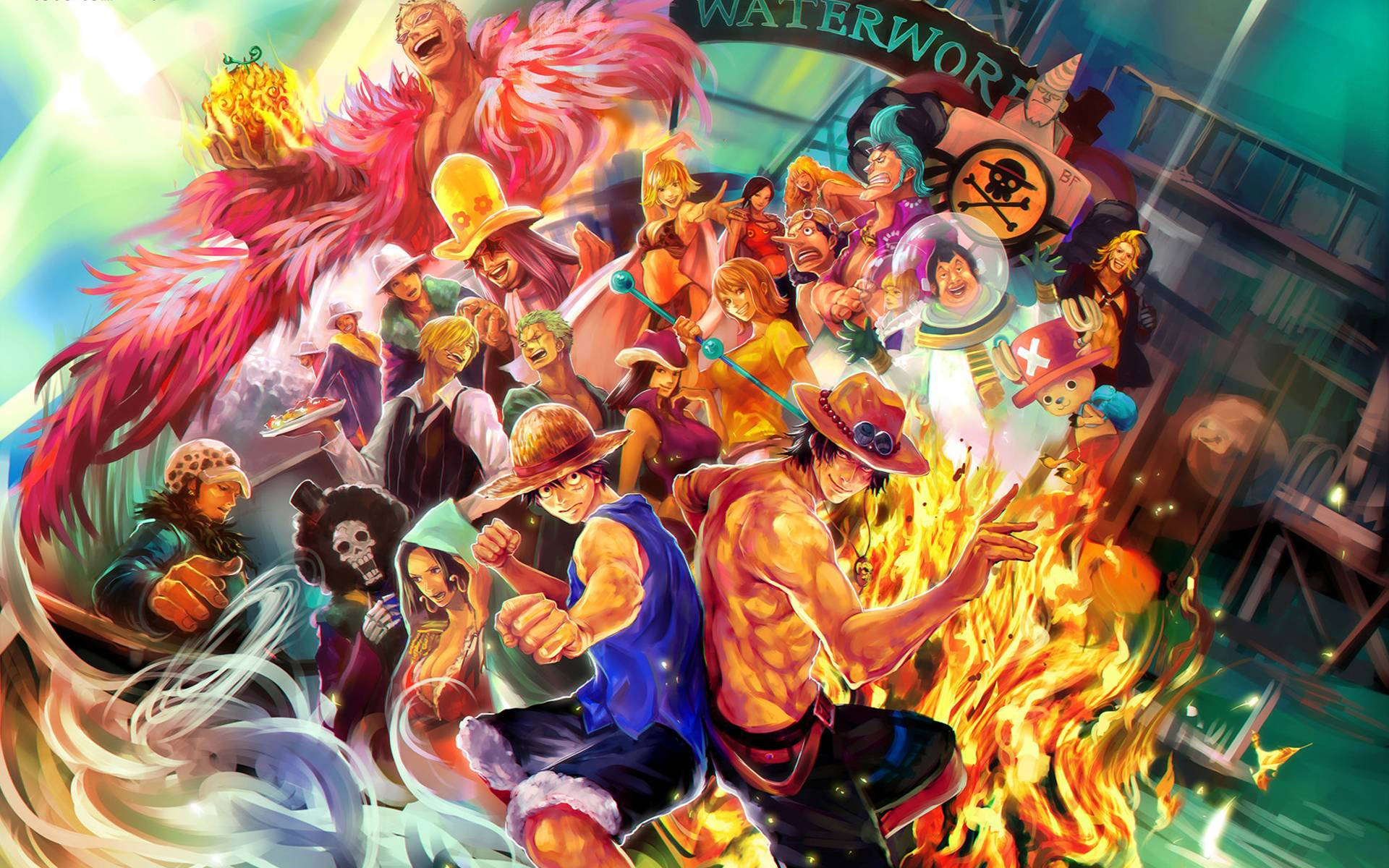 Mapambano Makali kati ya Luffy na Big Mom katika One Piece Picha ya Ukuta