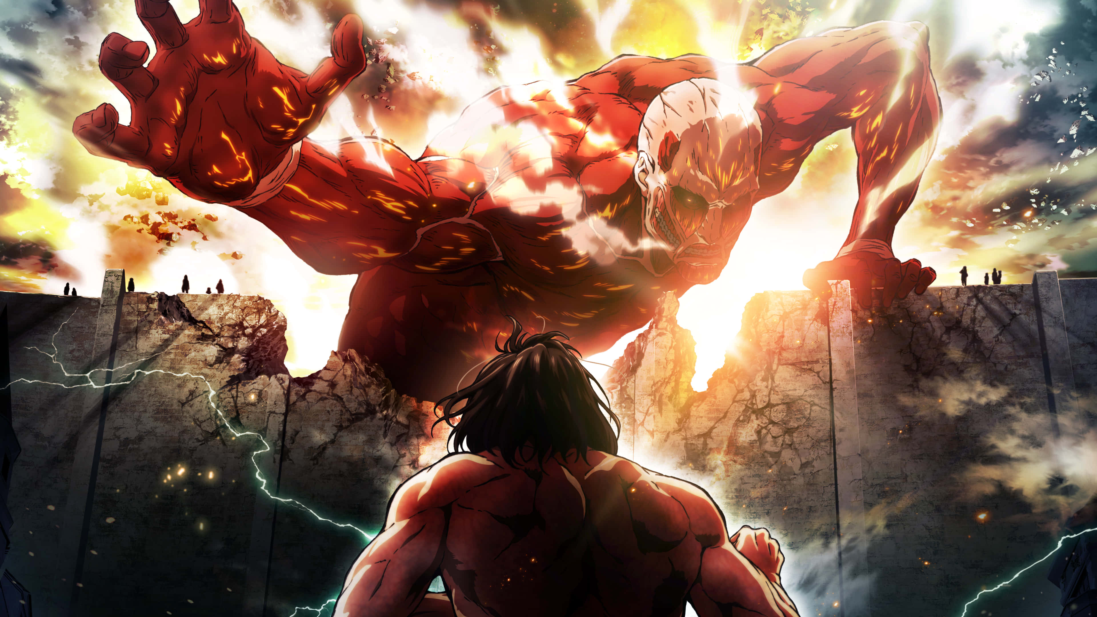 Mapambano ya kuokoa wanadamu katika mfululizo wa anime wa kusisimua Attack on Titan Picha ya Ukuta