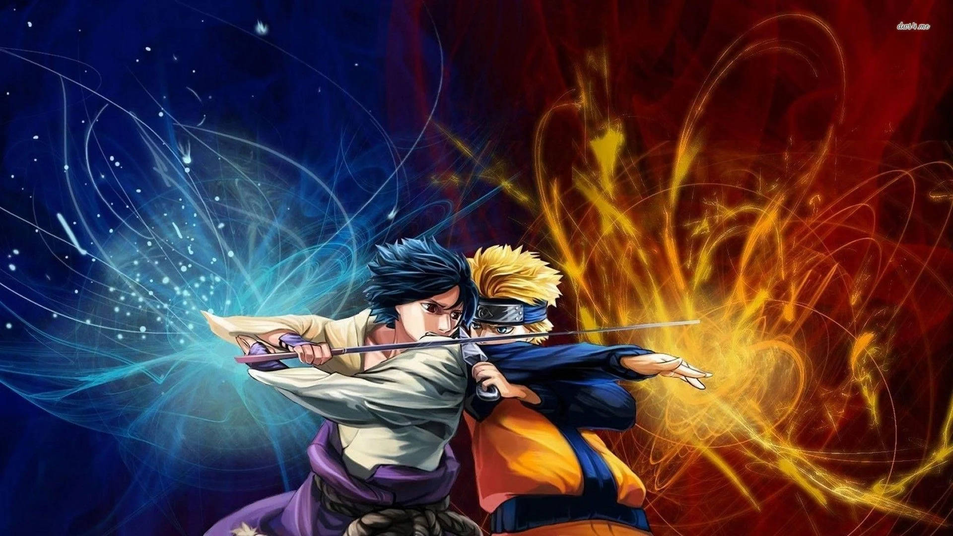 Mapambano ya Naruto na Sasuke Picha ya Ukuta