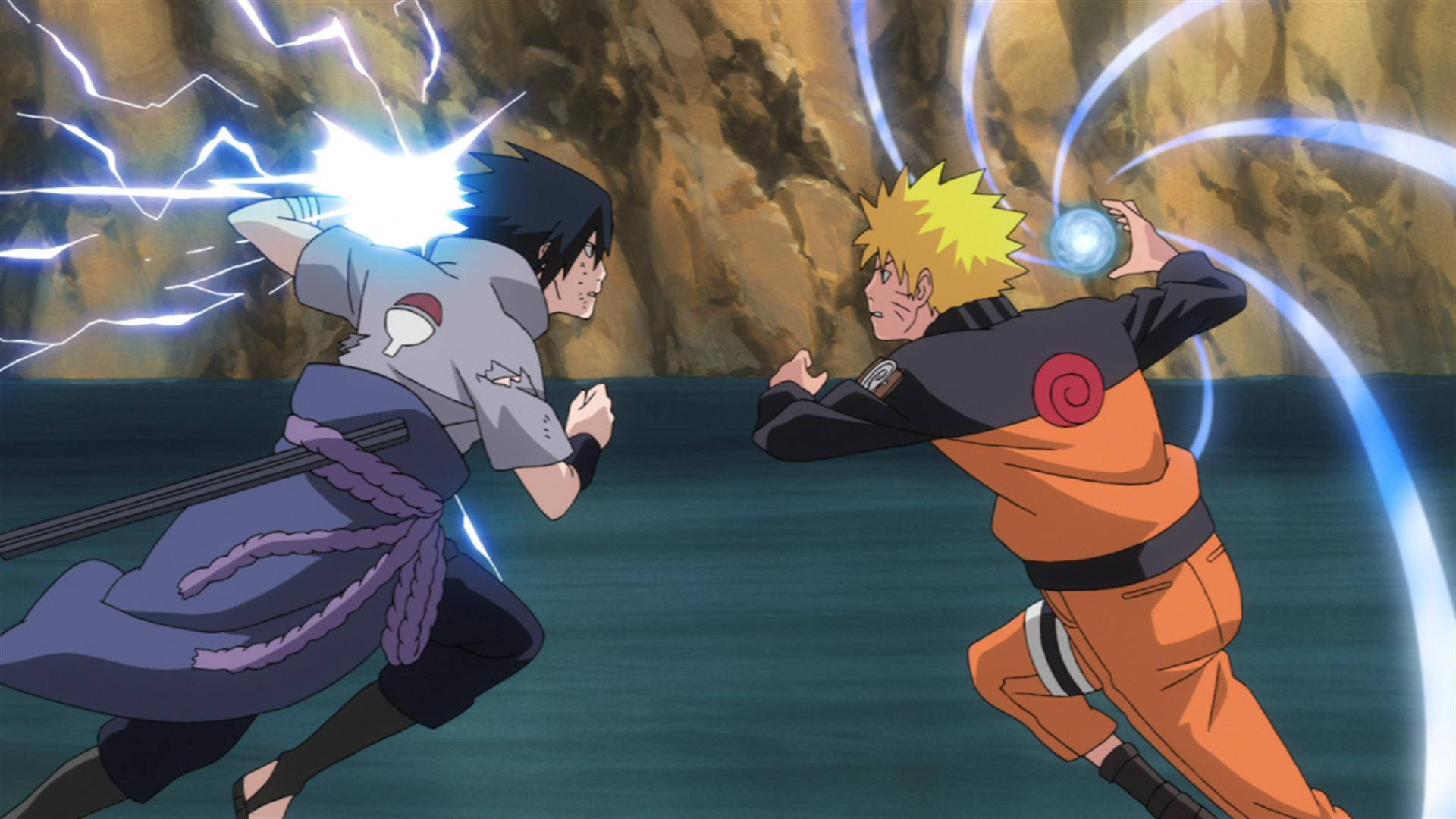 Mapambano ya Naruto na Sasuke Bondeni Picha ya Ukuta