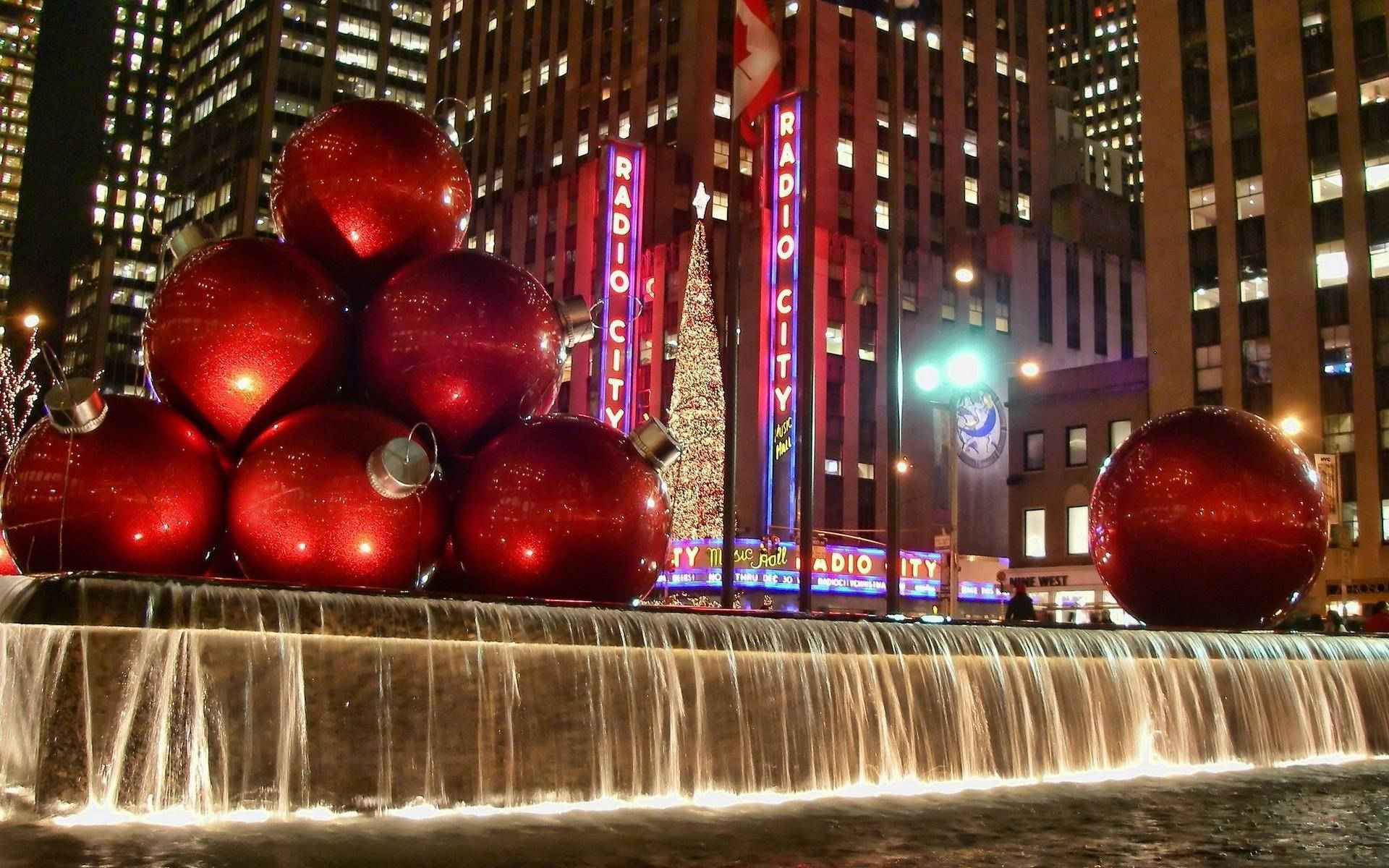 Mapambo Mekundu ya Rockefeller Center Picha ya Ukuta
