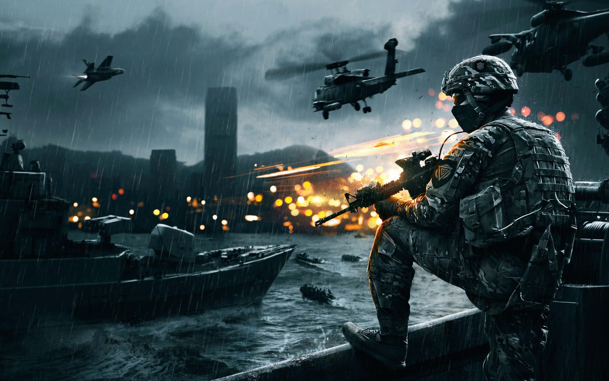 Mapambo ya Meza ya Kijeshi ya Pwani ya Battlefield 4 Picha ya Ukuta