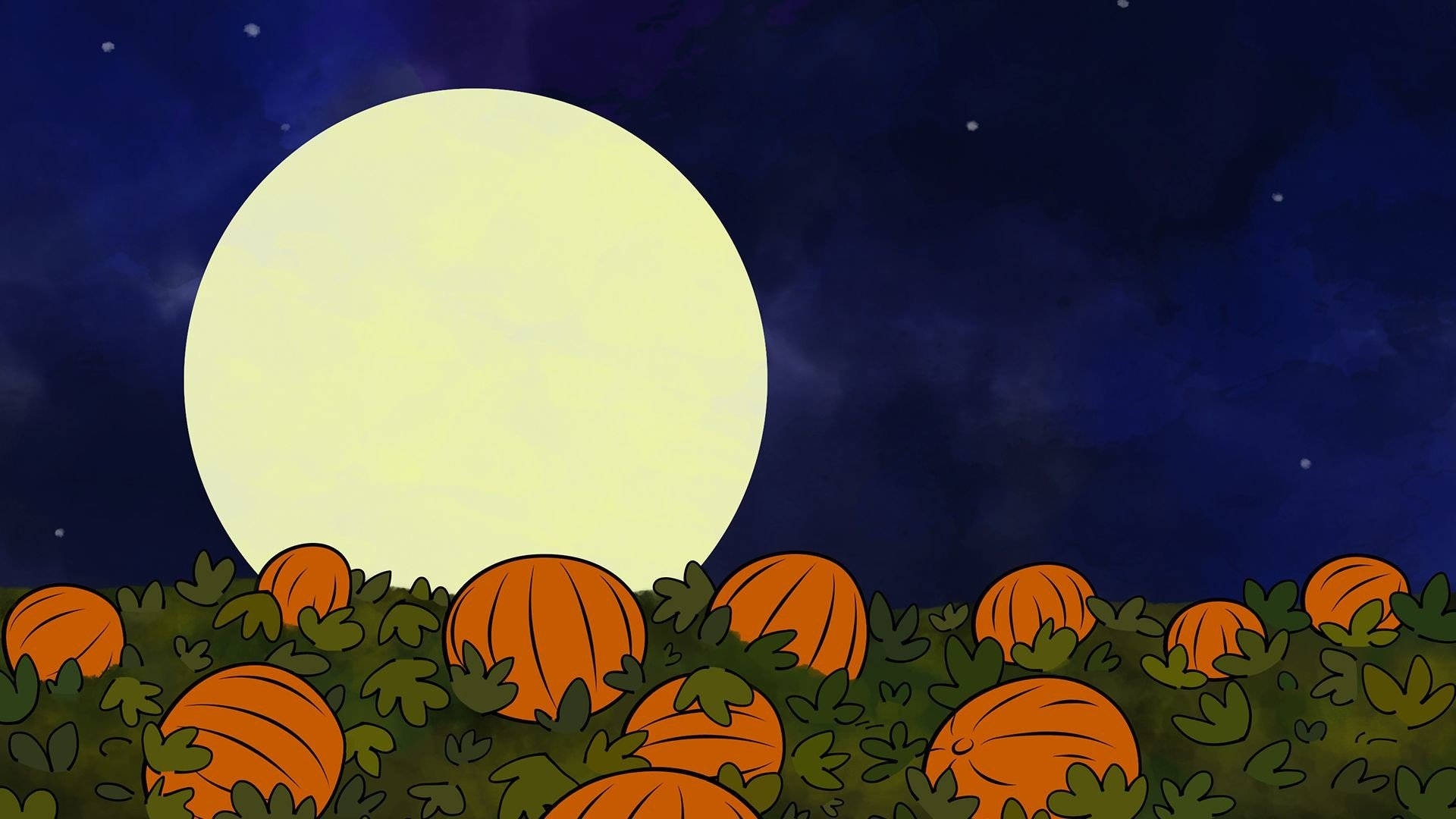 Mapendeleo ya Kupendeza ya Maboga ya Halloween na Mwezi Picha ya Ukuta