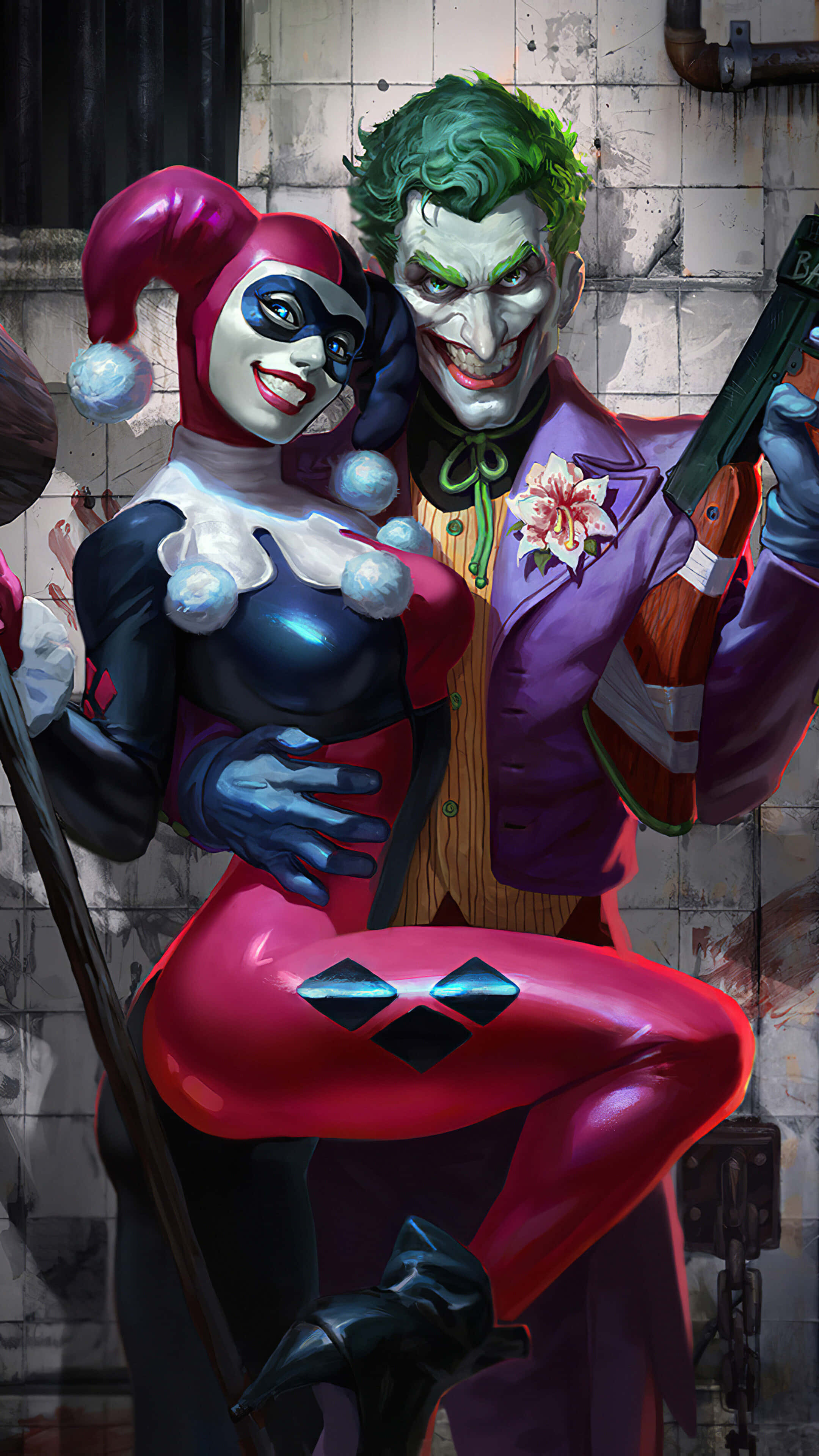 Mapenzi yaliyokatazwa kati ya Joker na Harley Quinn yanaangaza sana katika Suicide Squad. Picha ya Ukuta