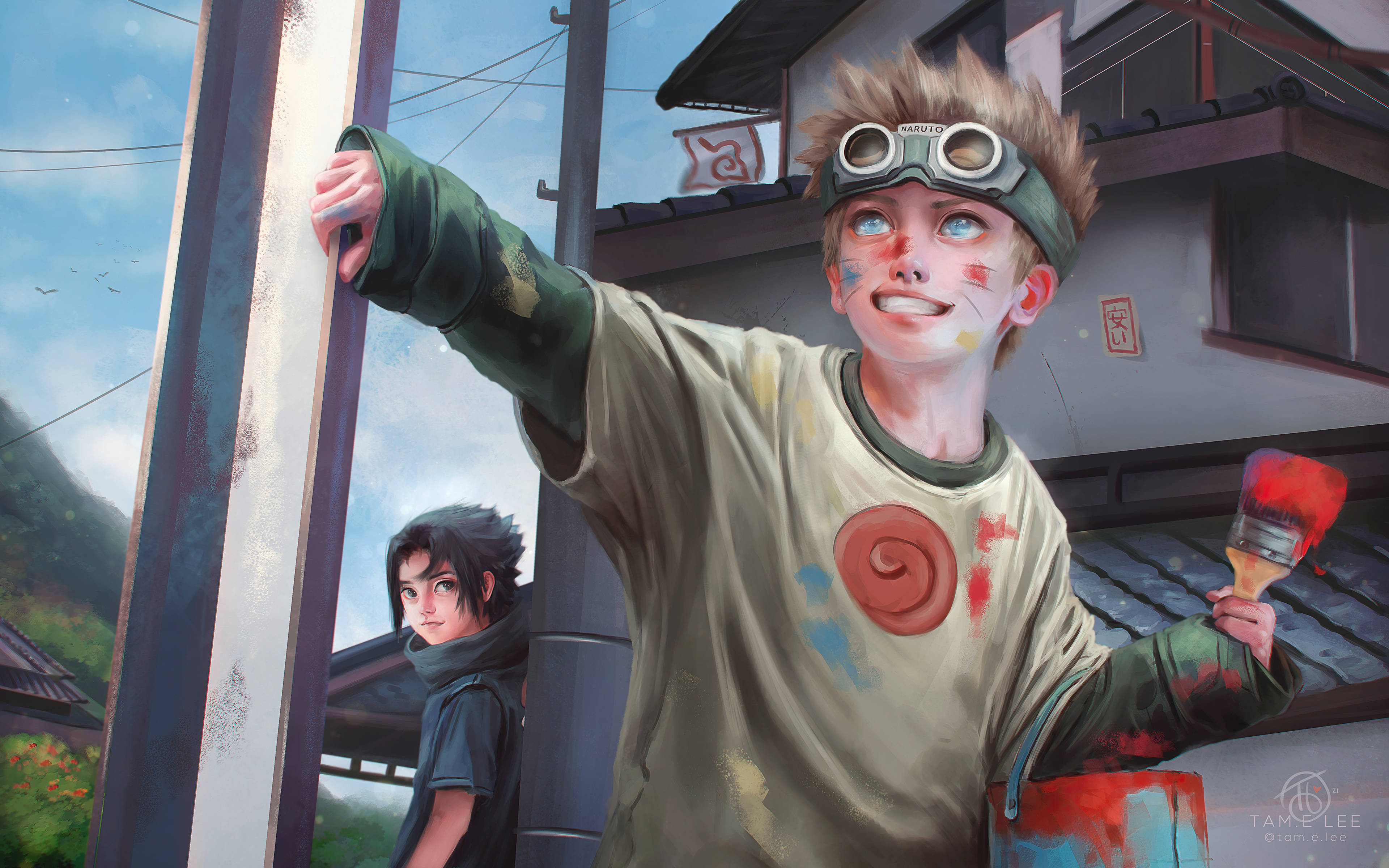 Marafiki wa Utotoni Naruto na Sasuke Picha ya Ukuta