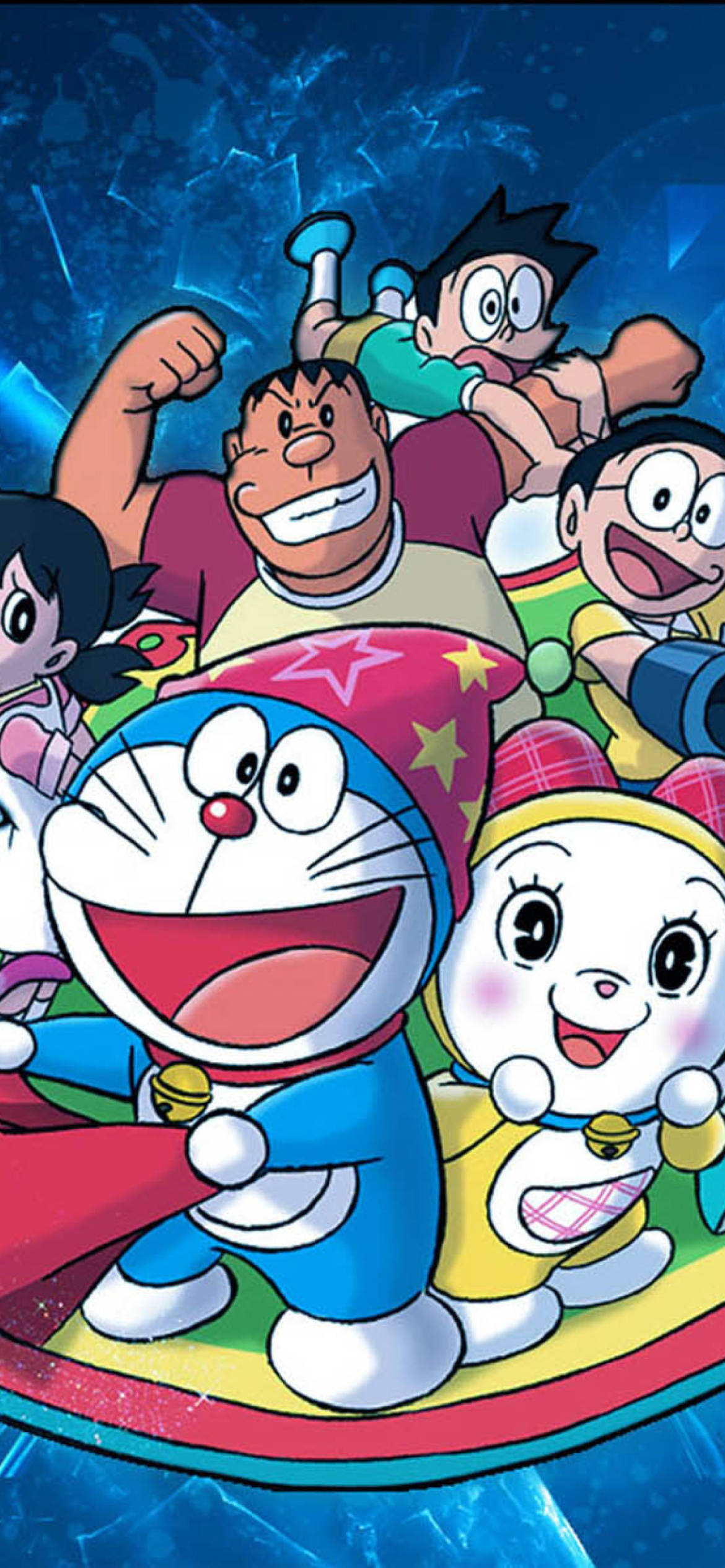 Marafiki Wenye Furaha na Doraemon iPhone Picha ya Ukuta
