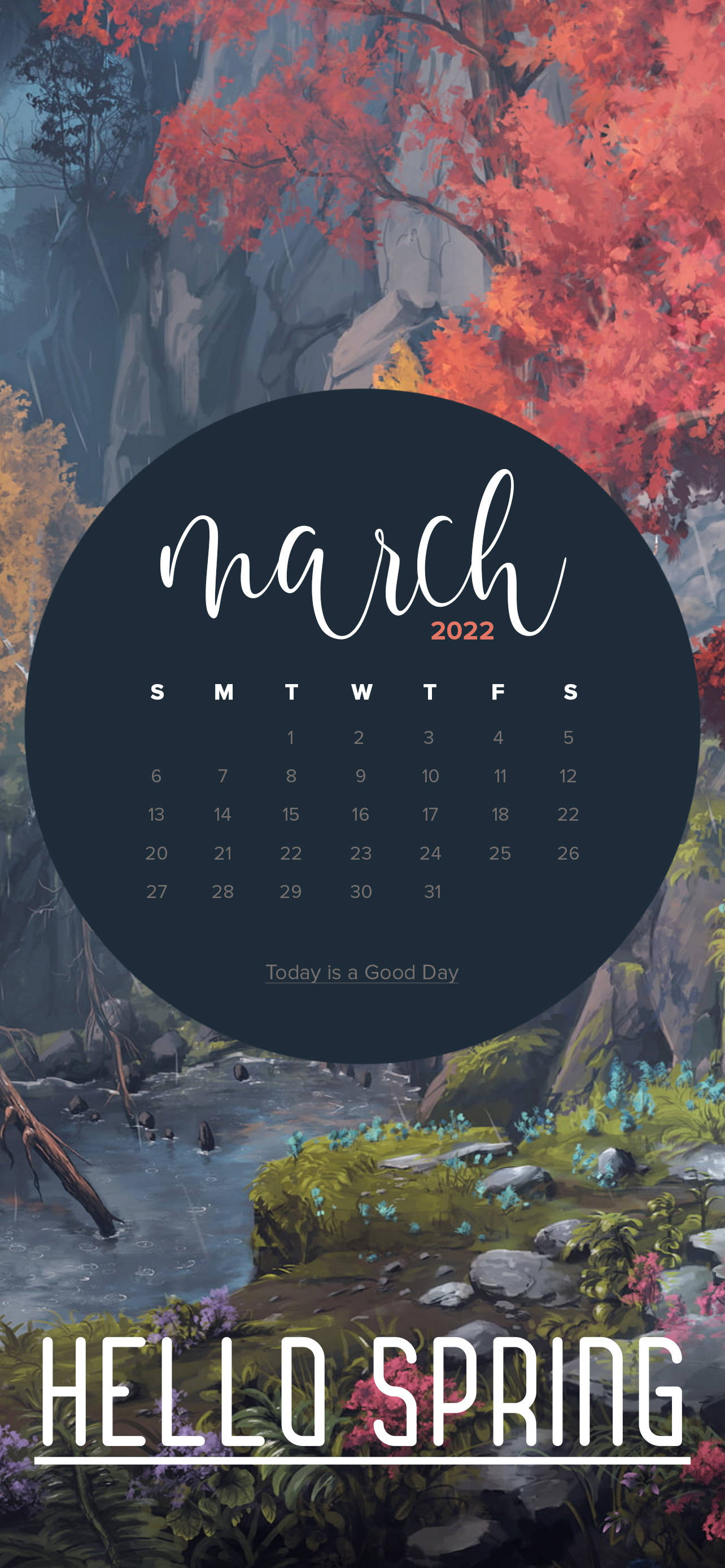 March 2022 Hello Spring Picha ya Ukuta