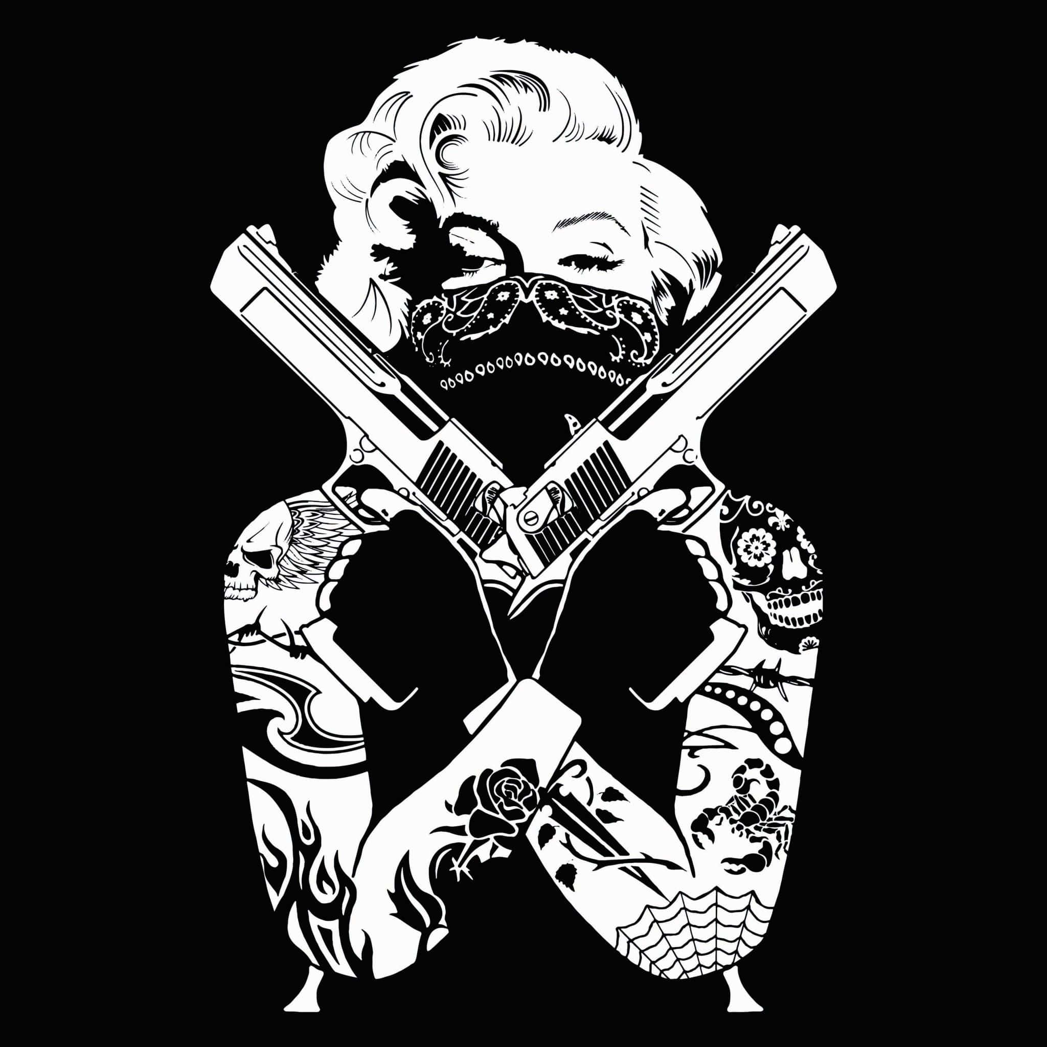 Marilyn Monroe Mweusi wa Kihuni Picha ya Ukuta