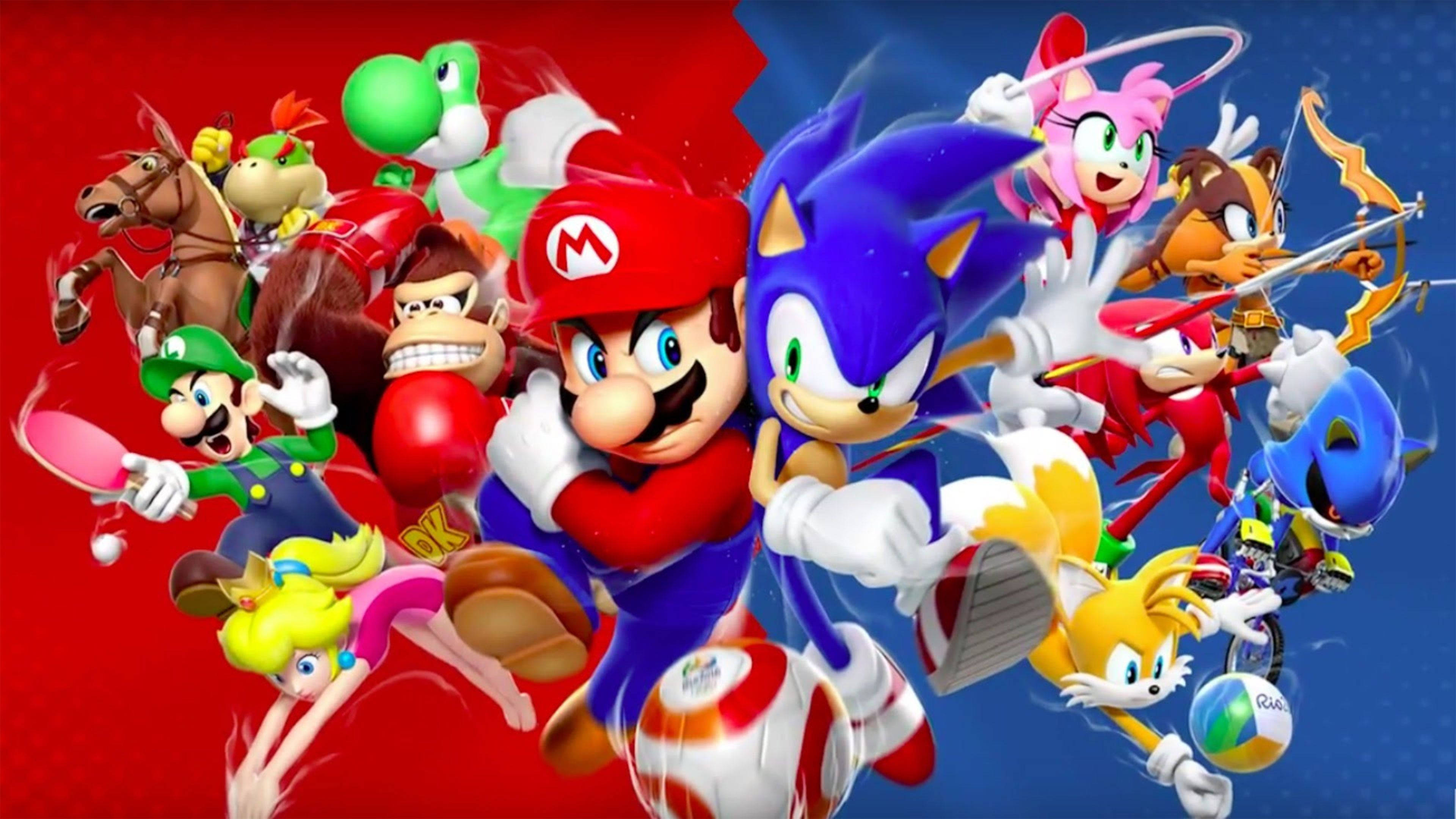 Mario na Sonic Wanaungana Kwa Matukio ya Kufurahisha! Picha ya Ukuta