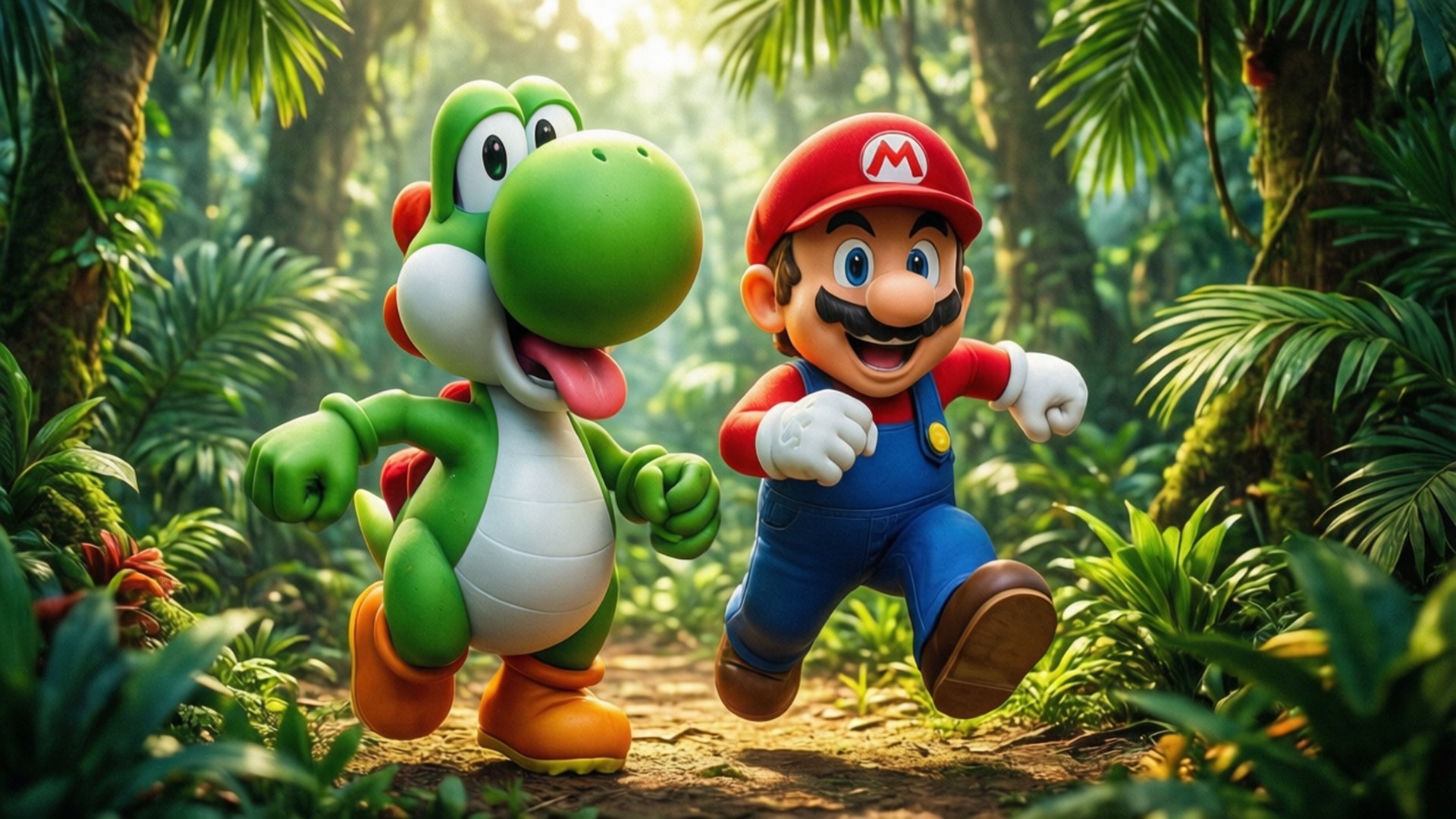 Mario na Yoshi Picha ya Ukuta