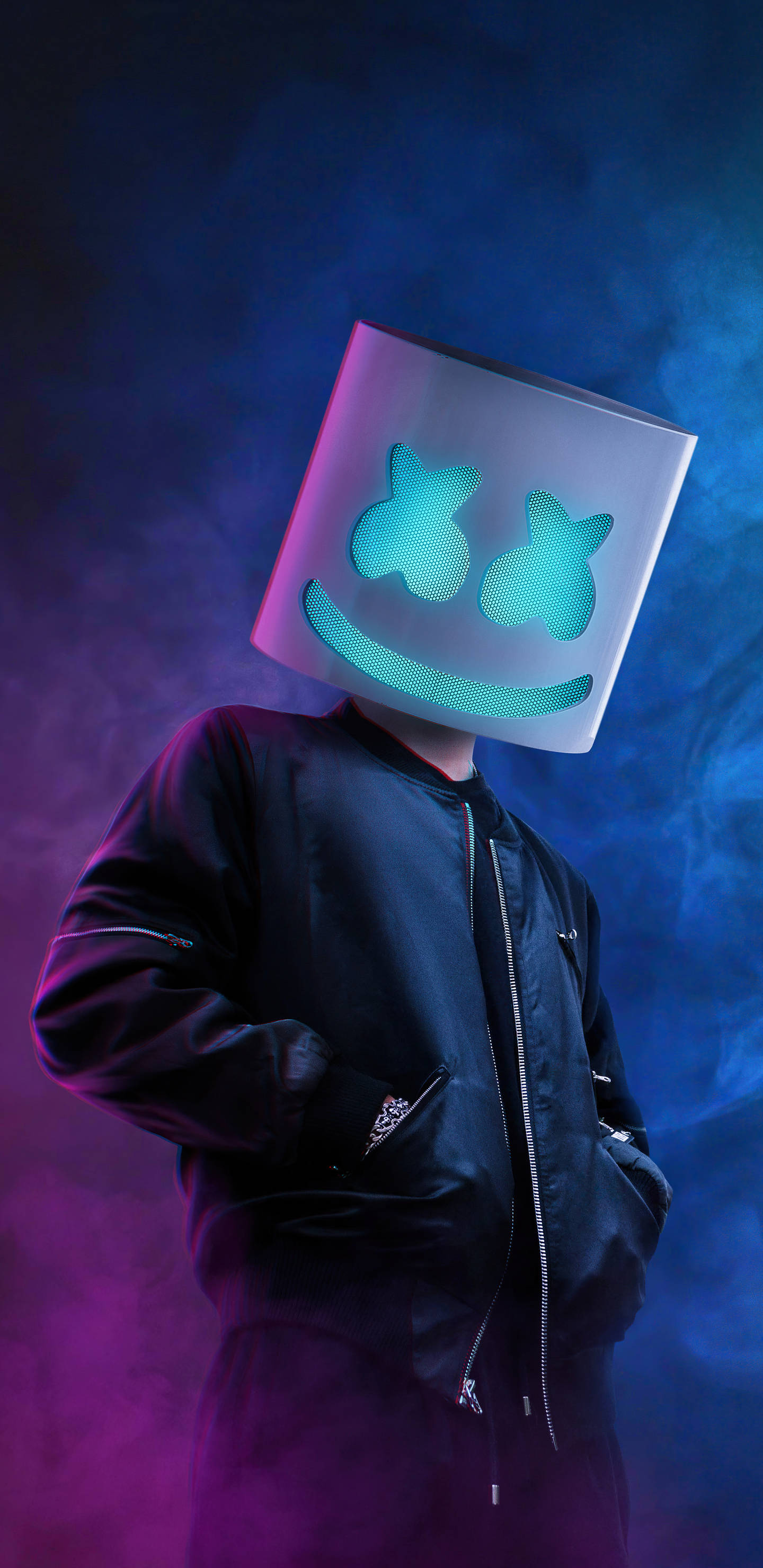 Marshmello ya Blue Background HD iPhone Picha ya Ukuta