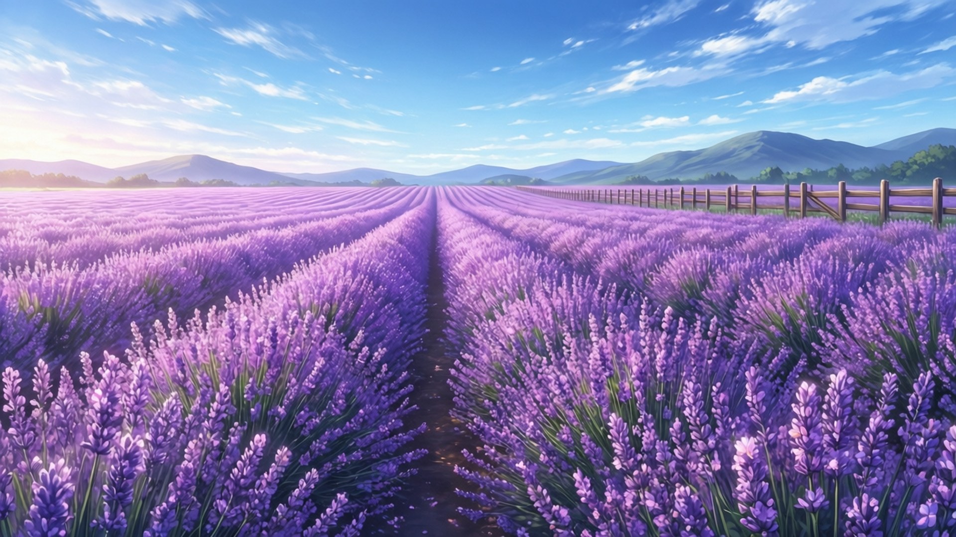 Mashamba ya Lavender Milele Picha ya Ukuta