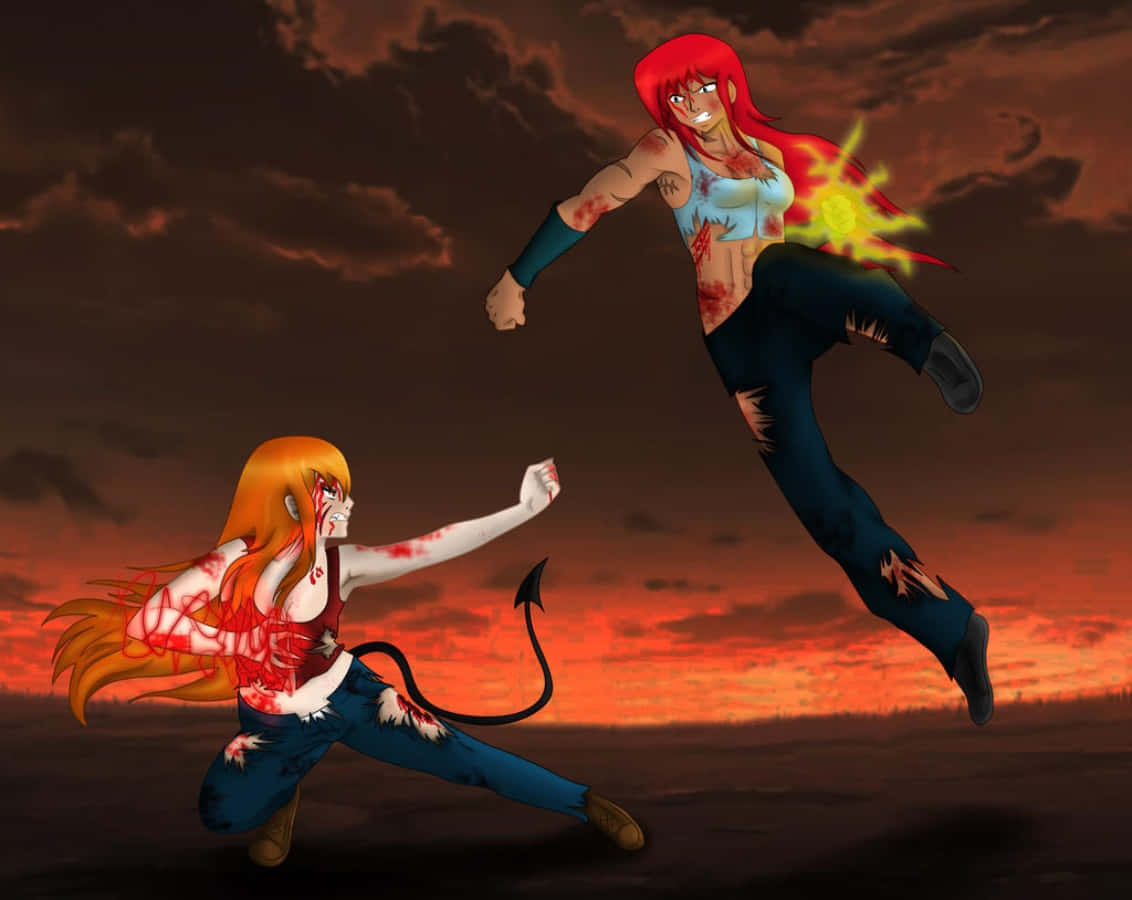 Mashujaa wa anime wakati wa mapambano ya kihistoria Picha ya Ukuta