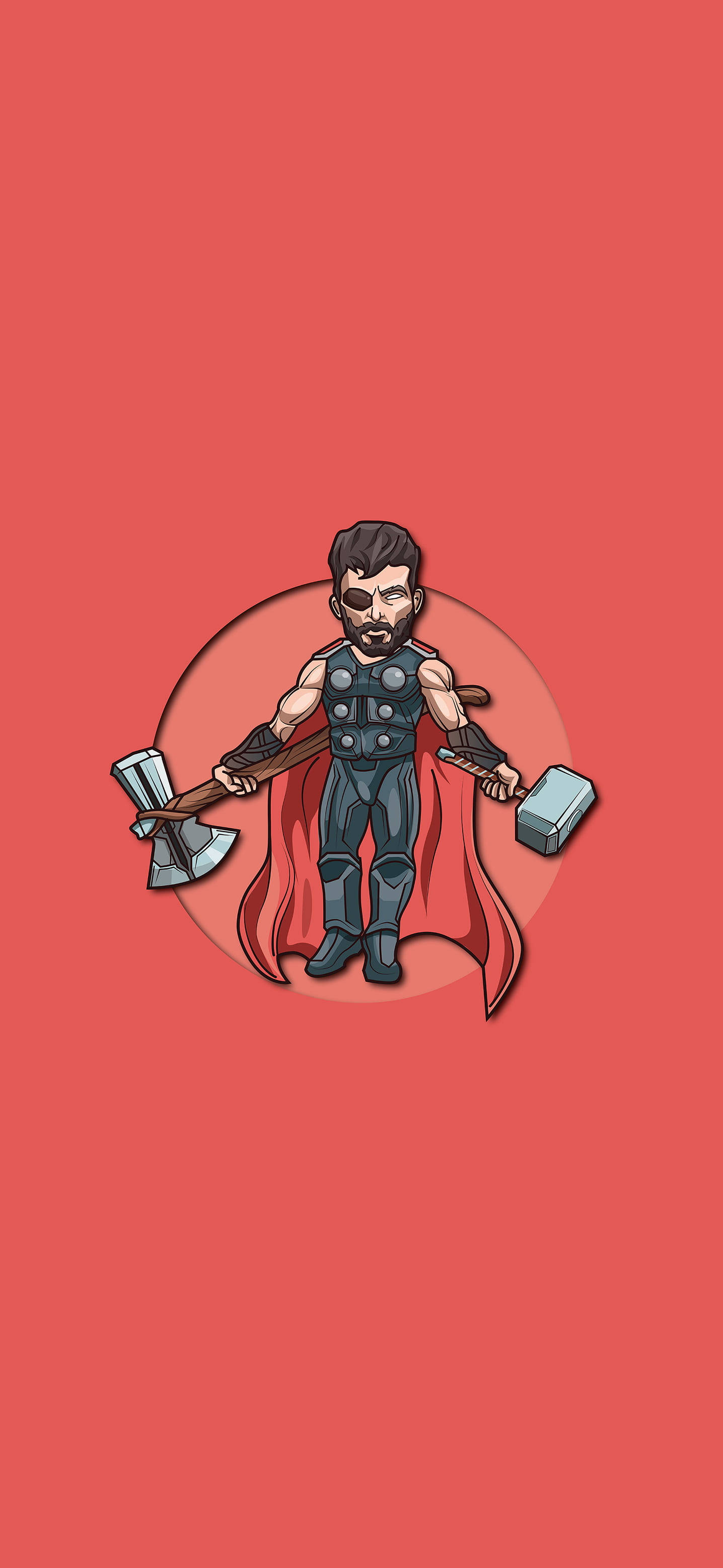 Mashujaa wa Marvel Thor Stormbreaker na Hammer Vector Art Picha ya Ukuta