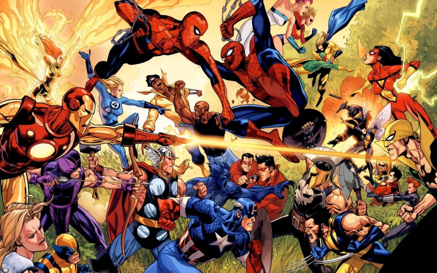 Mashujaa wa Marvel Wamekusanyika Picha ya Ukuta