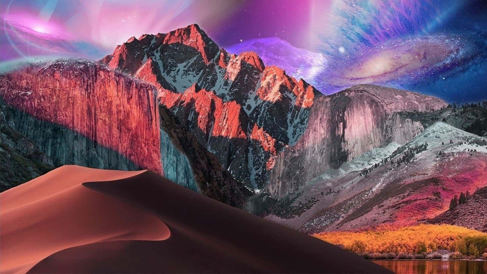 Mashup Milima macOS MacBook Chaguo-msingi Picha ya Ukuta