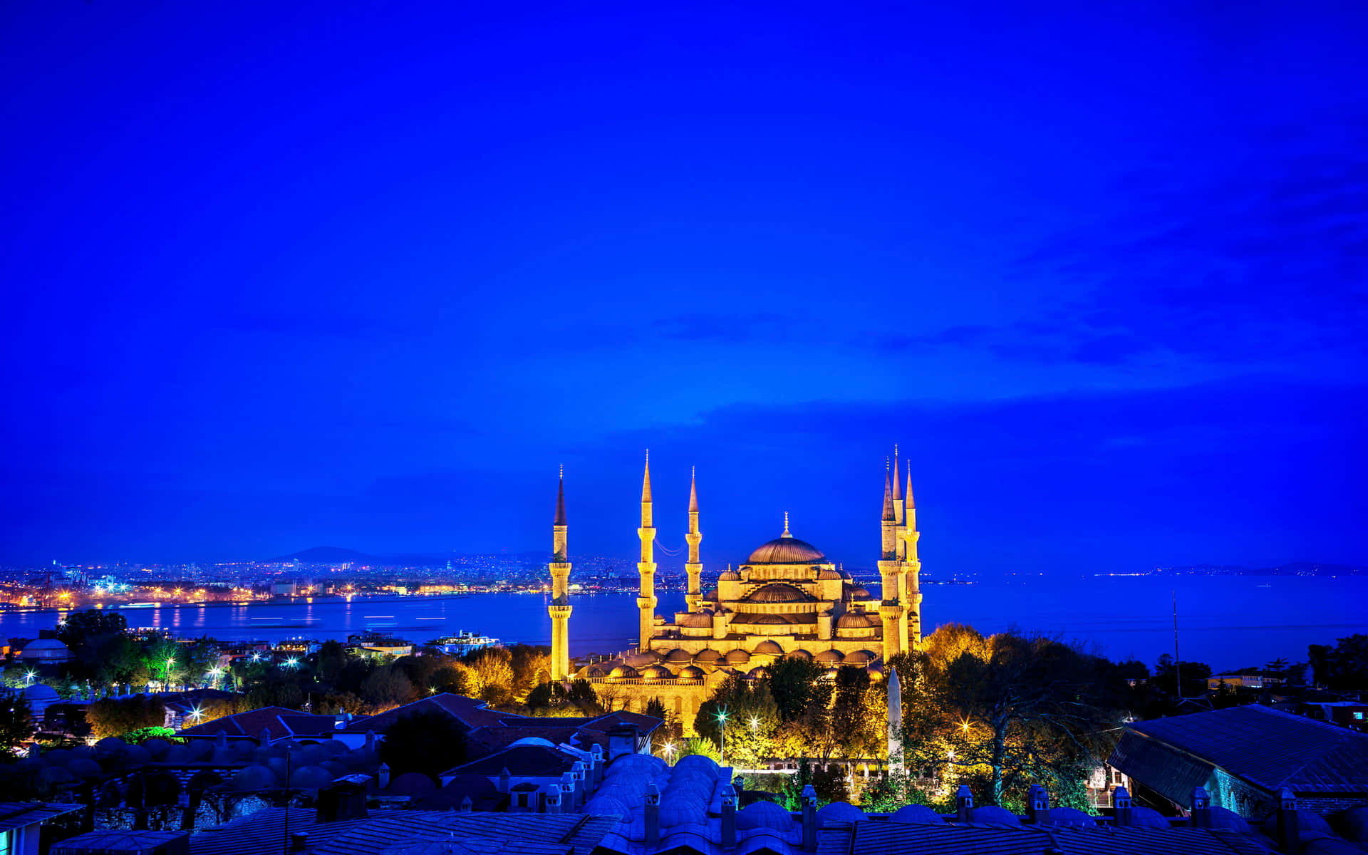 Masjidi Sultan Ahmed Istanbul Mwanga wa Bluu Picha ya Ukuta