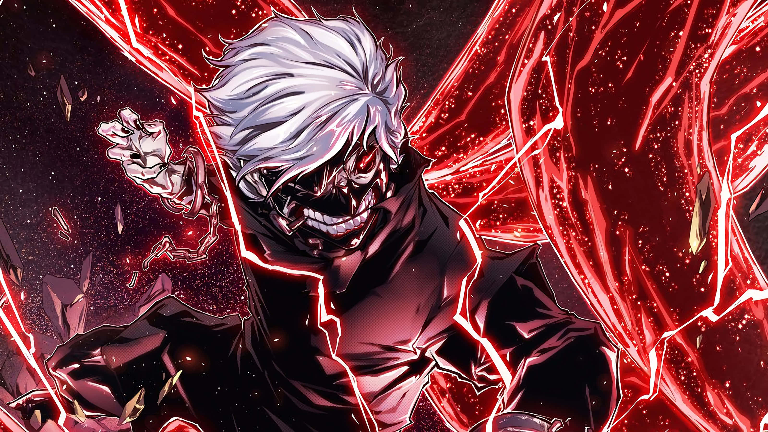 Mask Boy Kaneki Anime Sanaa Nyekundu Nguvu Picha ya Ukuta