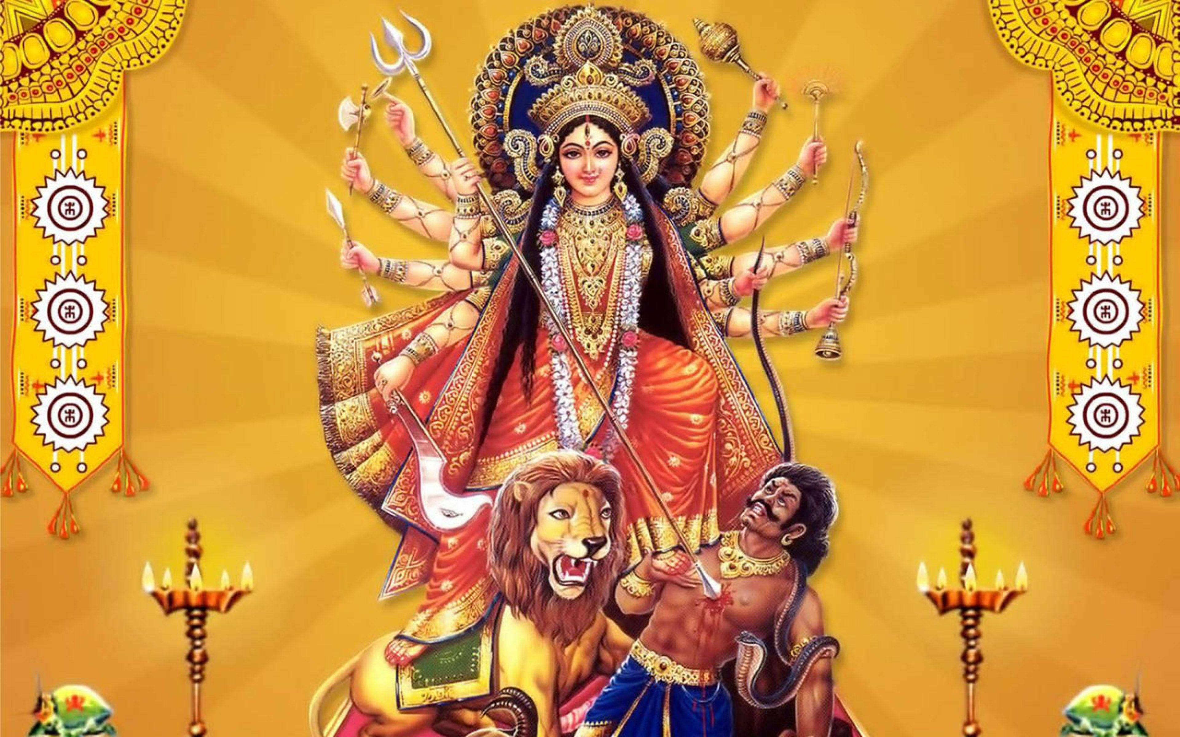 Mataji Simba Mandhari ya Dhahabu Picha ya Ukuta