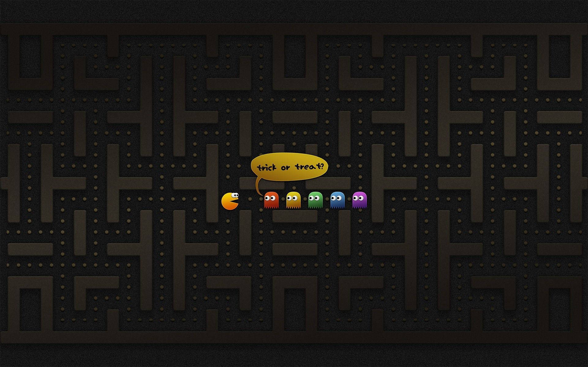 Matangazo ya Laptop ya Pacman Halloween Picha ya Ukuta