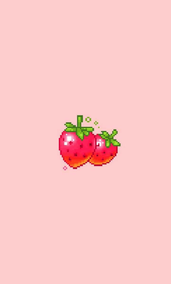 Matunda Mawili ya Strawberry Wazuri Picha ya Ukuta