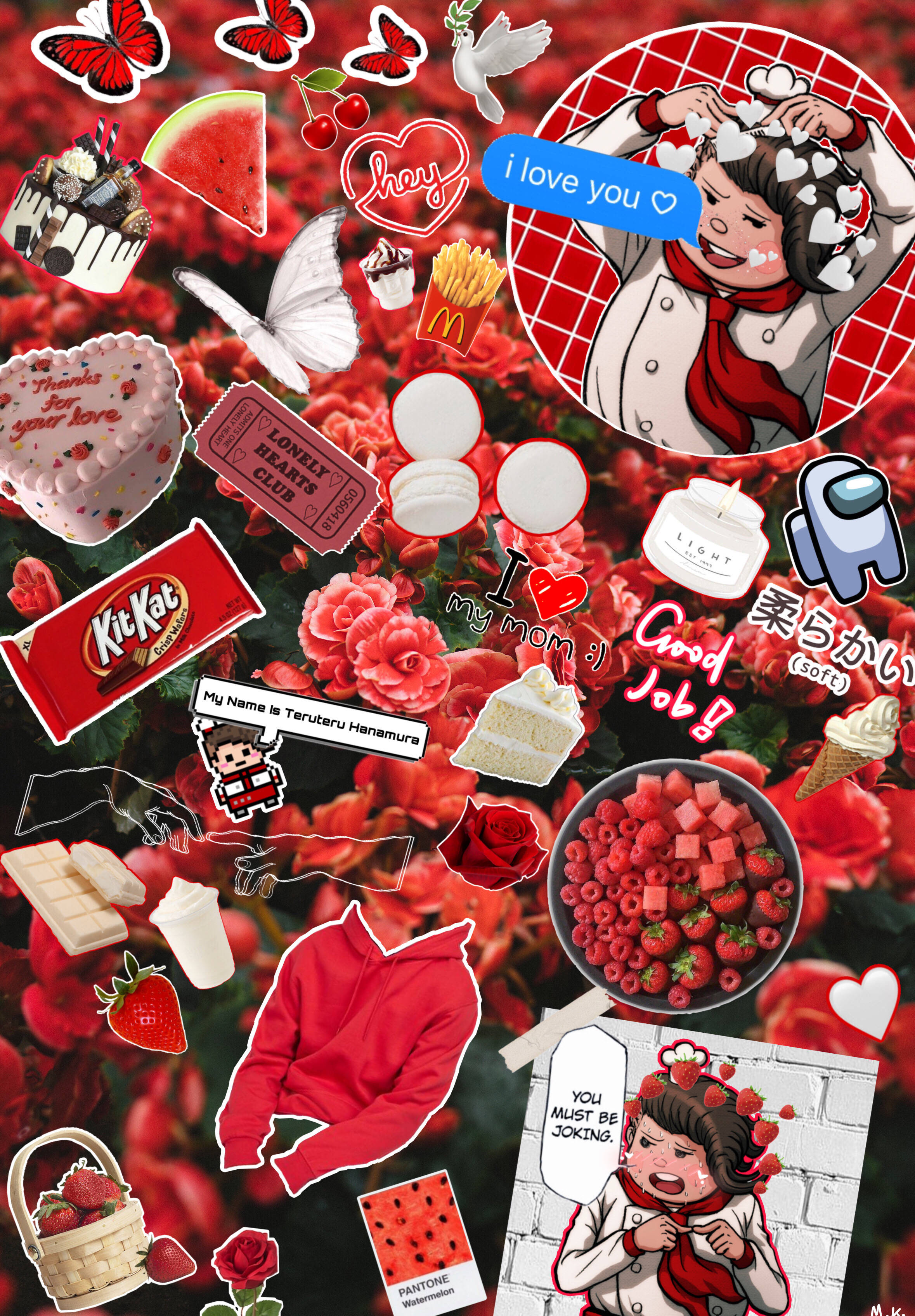 Maua Nyekundu Kitkat Picsart Picha ya Ukuta
