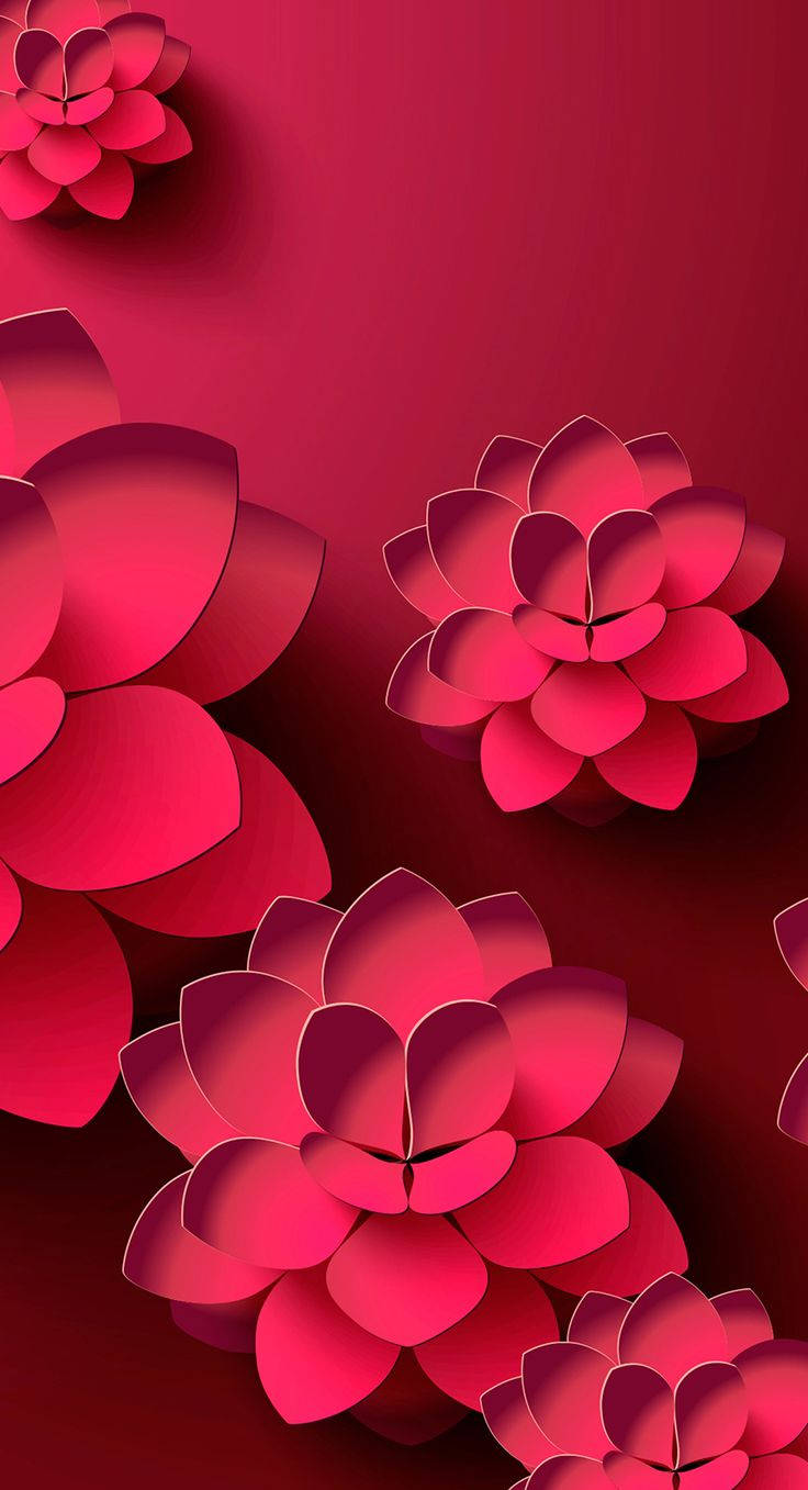 Maua ya Lotus ya Magenta yenye Muundo wa 3D kwa Simu Picha ya Ukuta