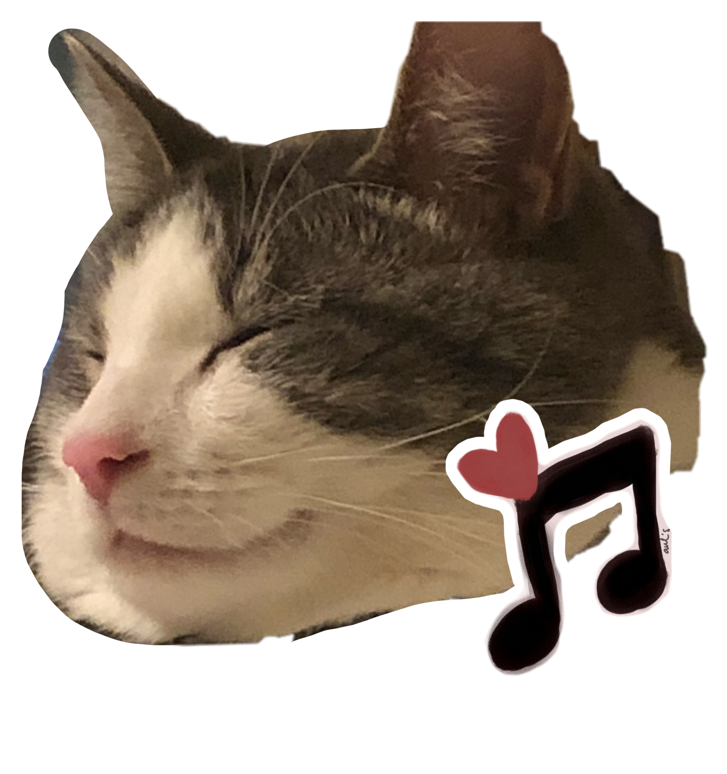 Maudhui ya Paka Mwenye Raha na Muziki na Mahaba Sticker.PNG Picha ya Ukuta