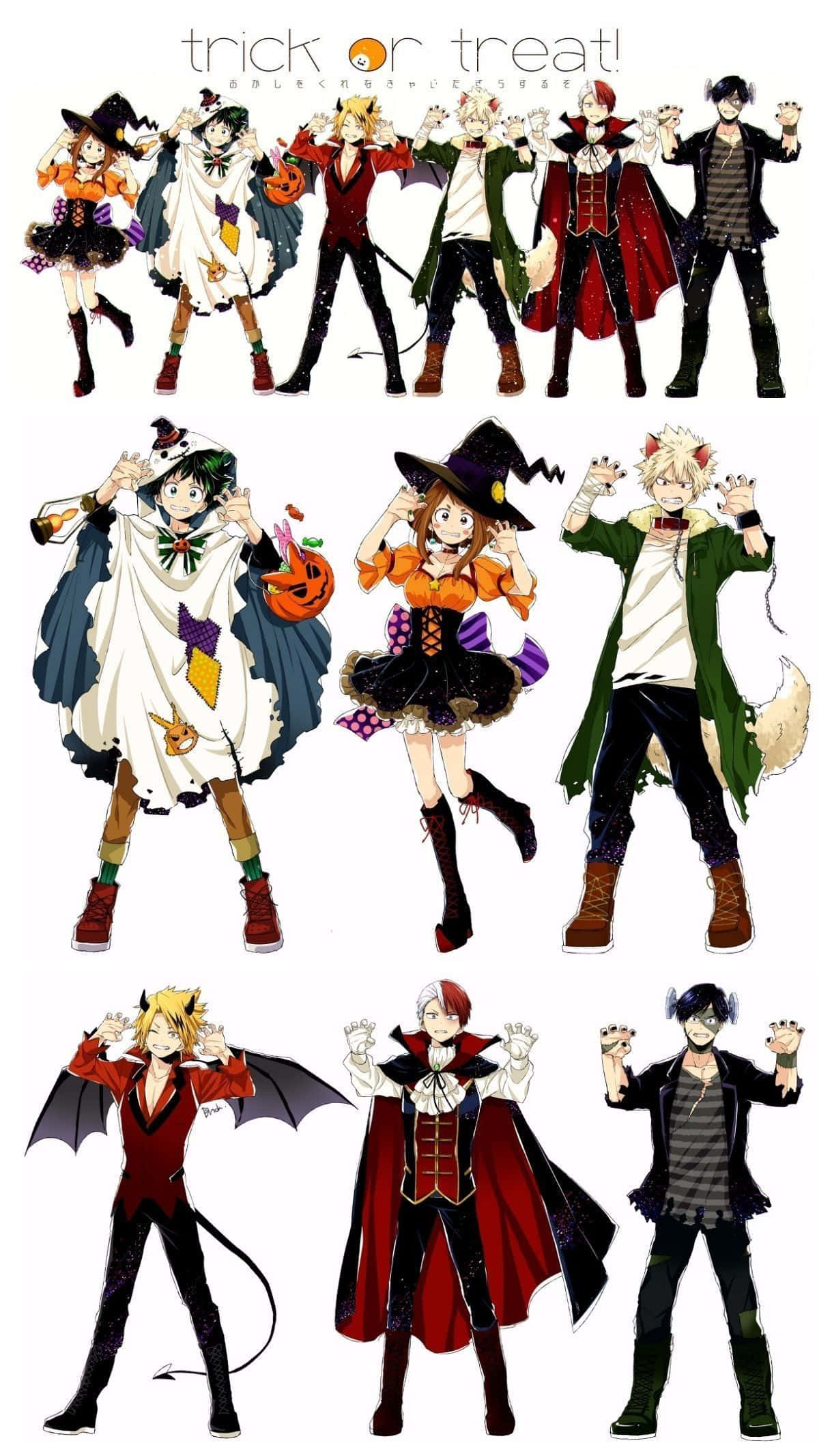 Mavazi ya Halloween ya My Hero Academia kwa Ajili ya Kutapatapa Picha ya Ukuta