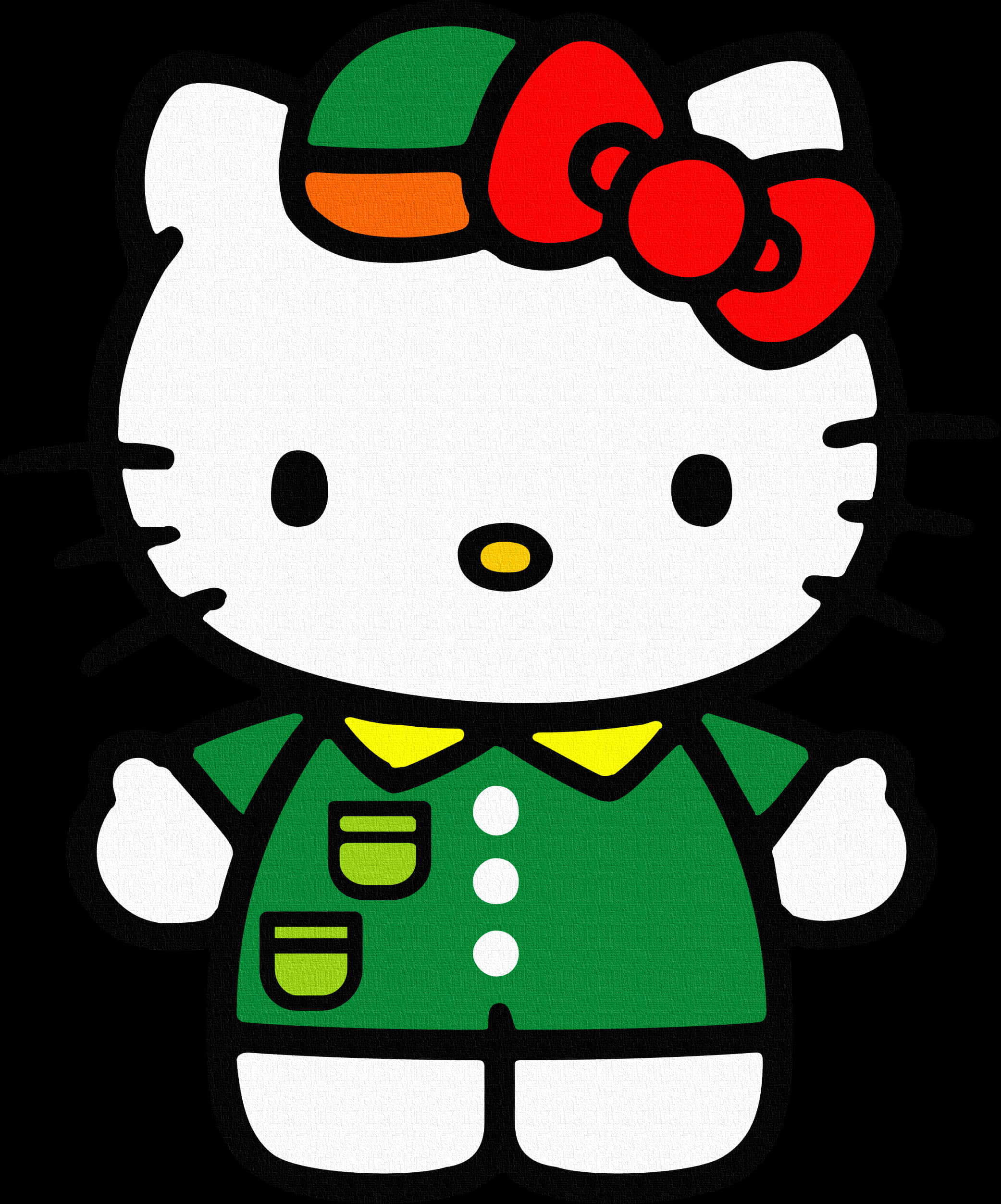 Mavazi ya Kijani ya Hello Kitty Picha ya Ukuta