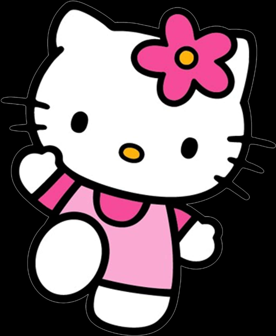 Mavazi ya Pink ya Hello Kitty na Maua Picha ya Ukuta