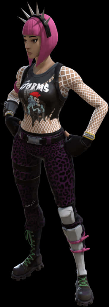 Mavazi ya Tabia ya Punk ya Fortnite Picha ya Ukuta