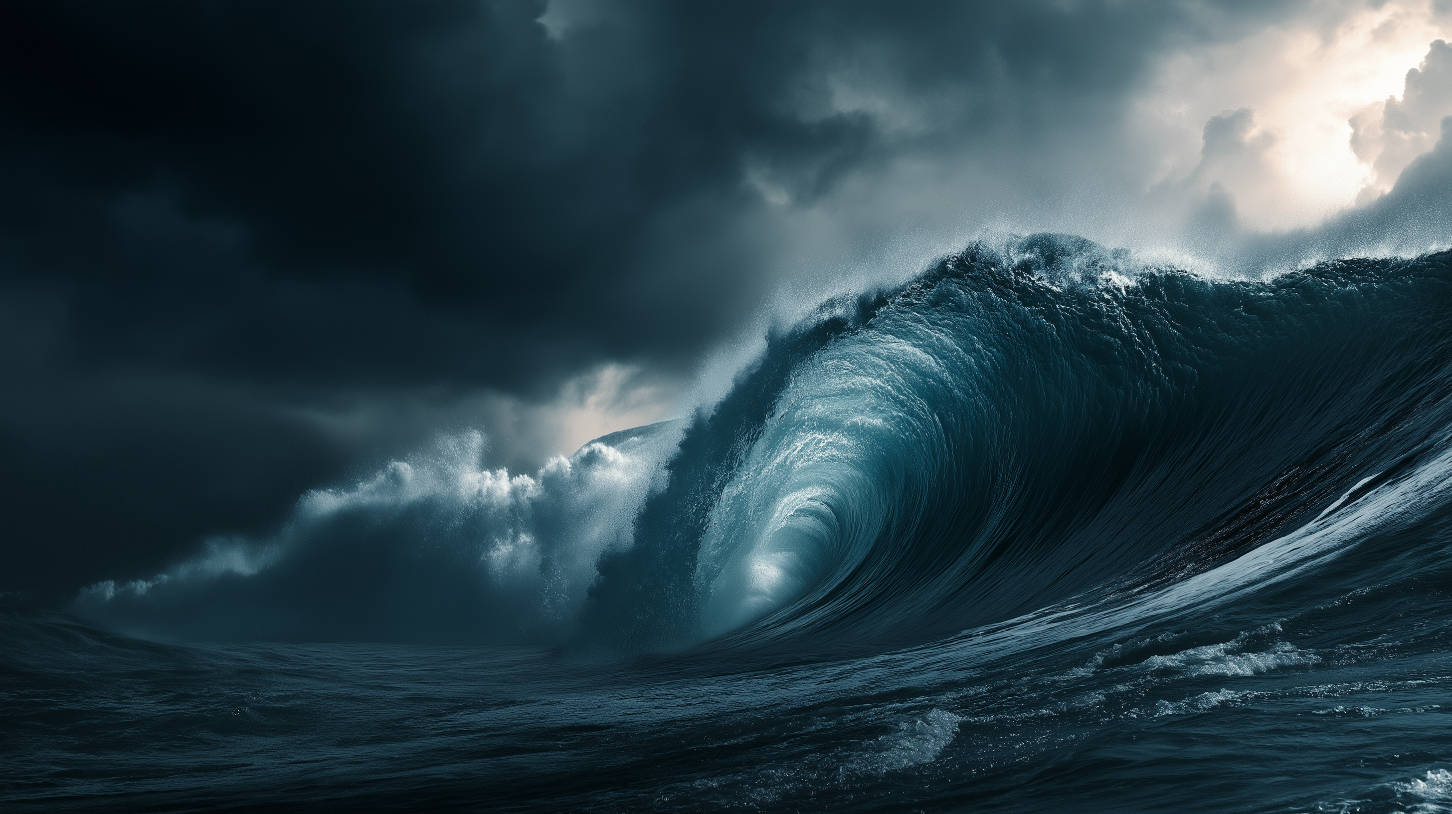 Mawimbi ya Tsunami Yenye Urefu Picha ya Ukuta