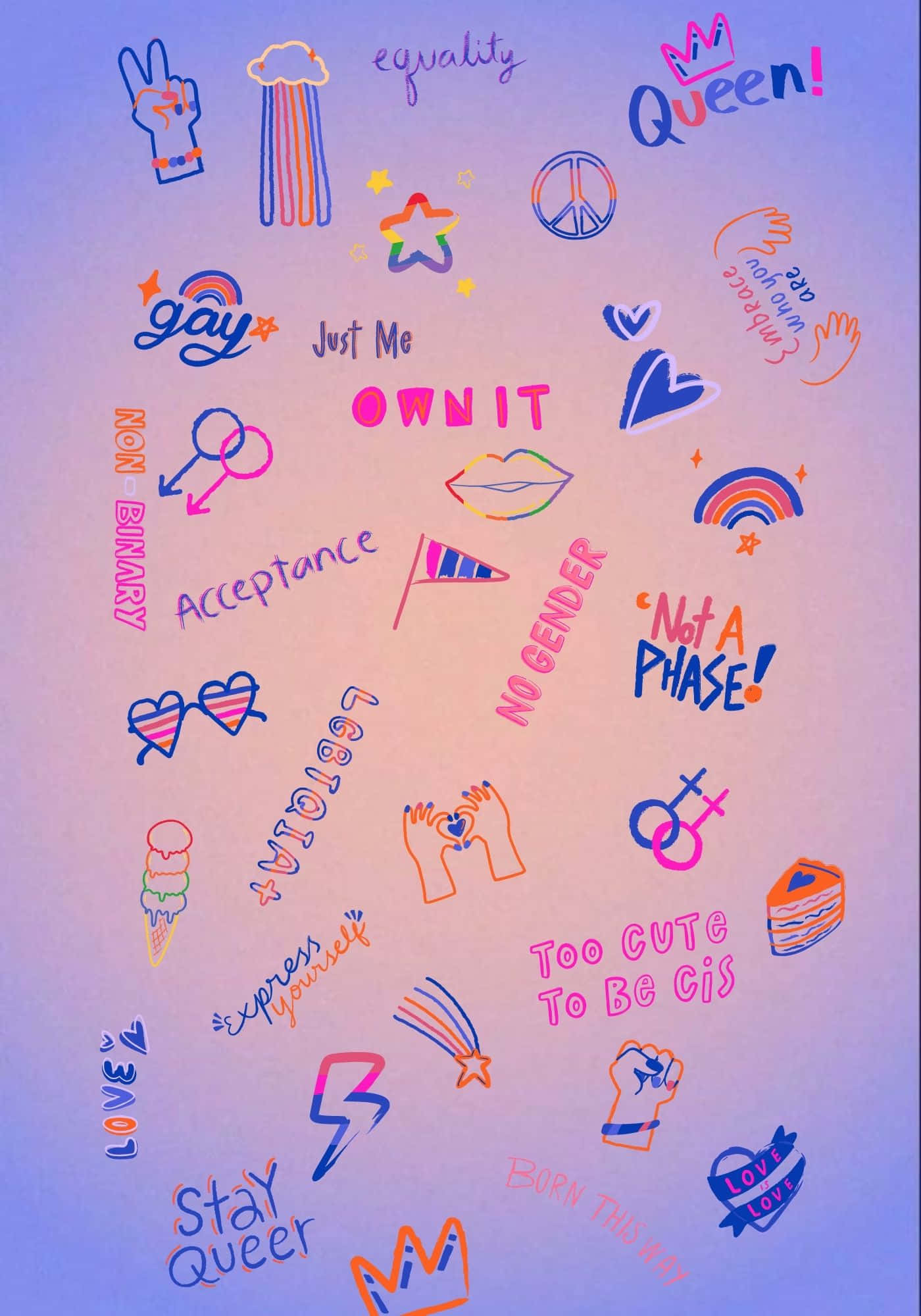 Mazingira ya Kukwaru ya LGBT Pride na Doodles Picha ya Ukuta