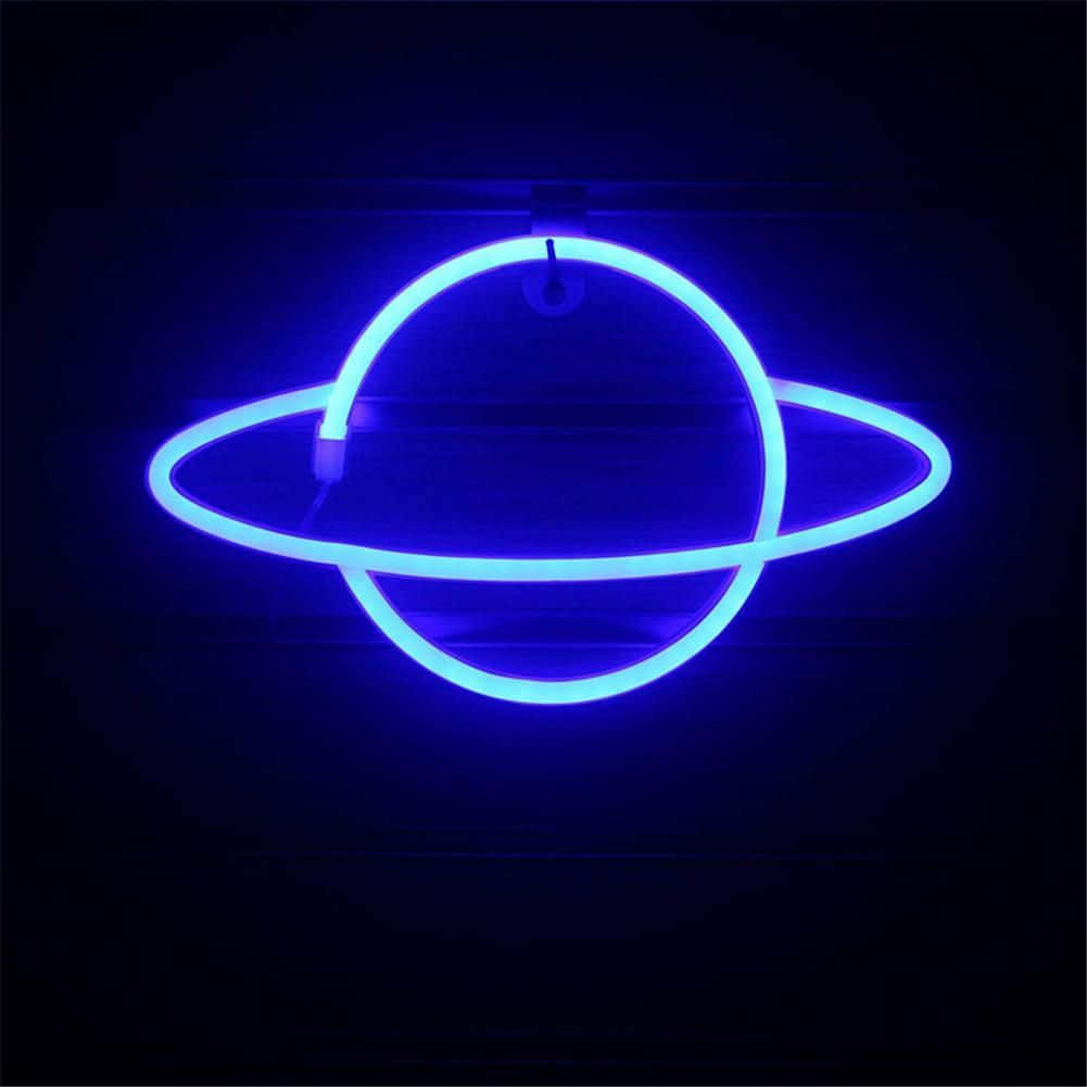 Mazingira ya Miji ya Bluu ya Neon Picha ya Ukuta