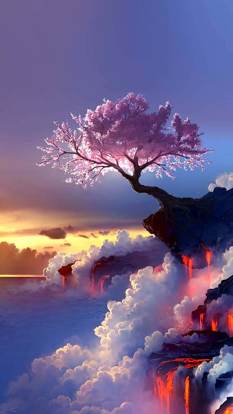 Mazingira ya Miti ya Sakura Picha ya Ukuta