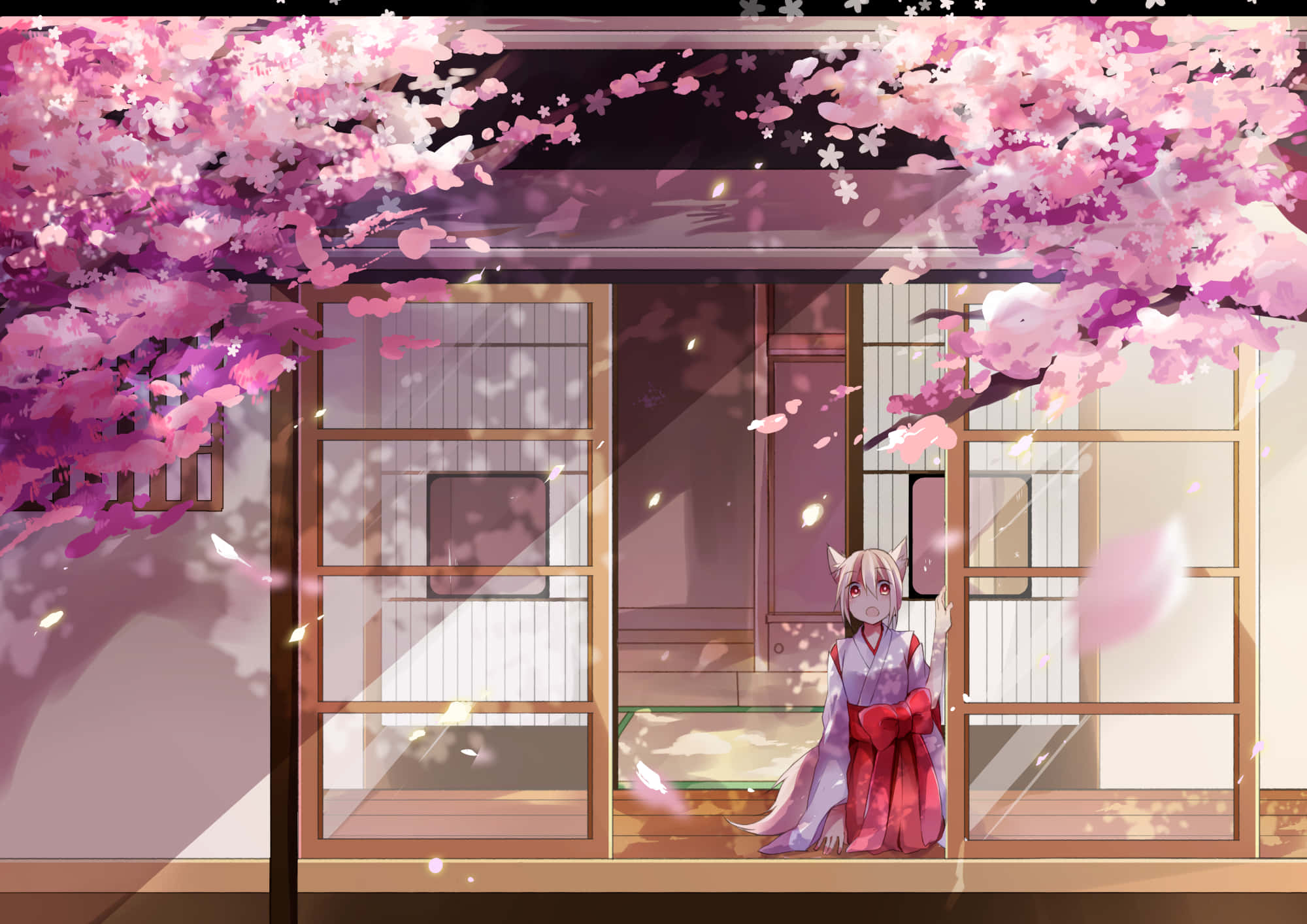 Mazingira ya Miti ya Sakura Picha ya Ukuta