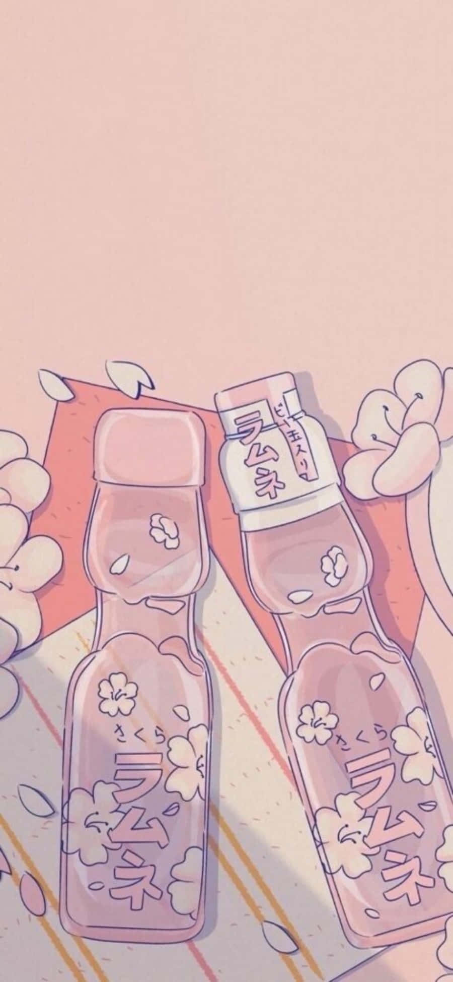 Vinywaji vya Aesthetic Pink Kawaii vya Boti Picha ya Ukuta