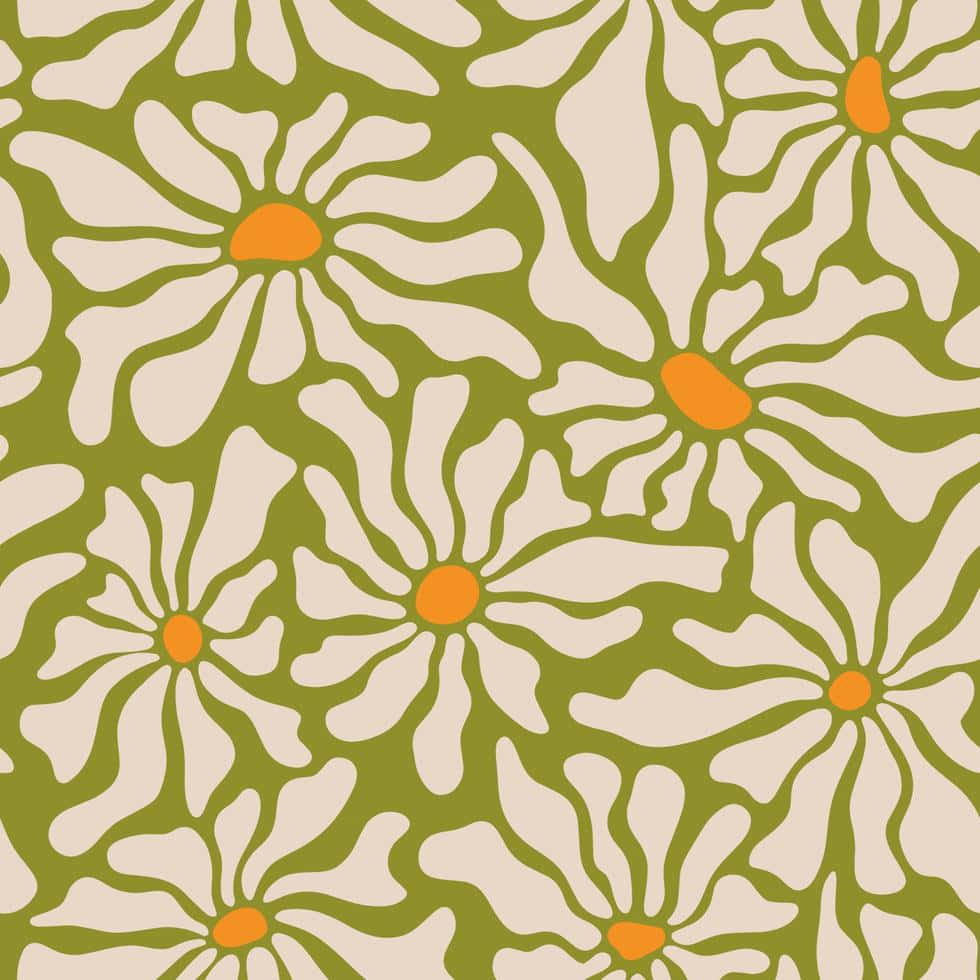 Mazingira ya Retro Daisies Flower Aesthetic 70s Picha ya Ukuta