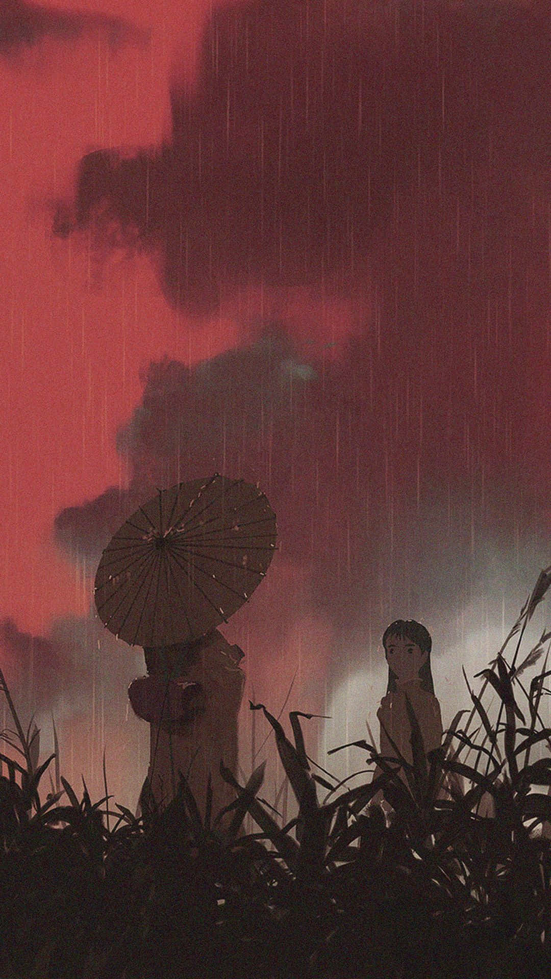Mbingu Nyekundu ya Anime Aesthetic Picha ya Ukuta
