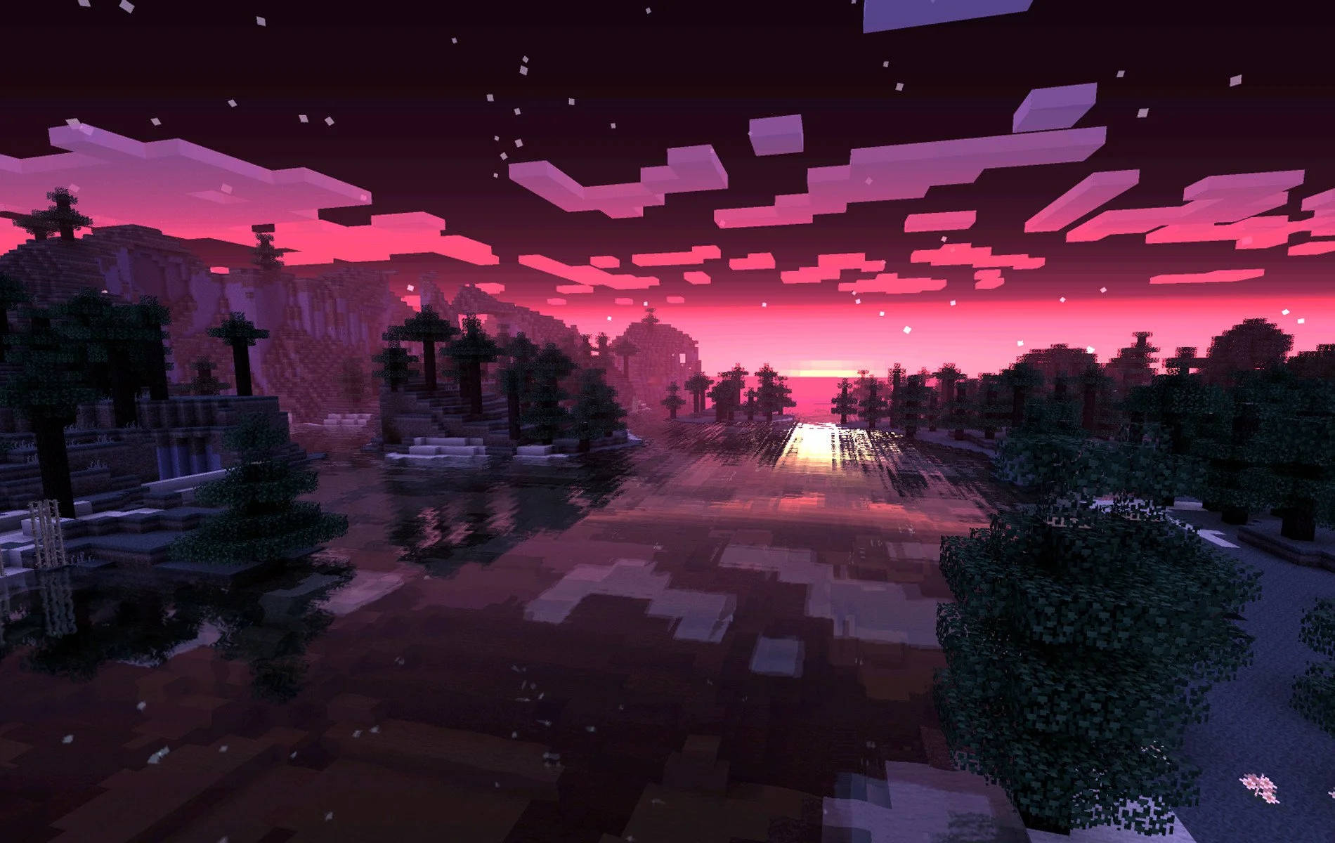 Mbingu Nzuri ya Waridi ya Minecraft Picha ya Ukuta